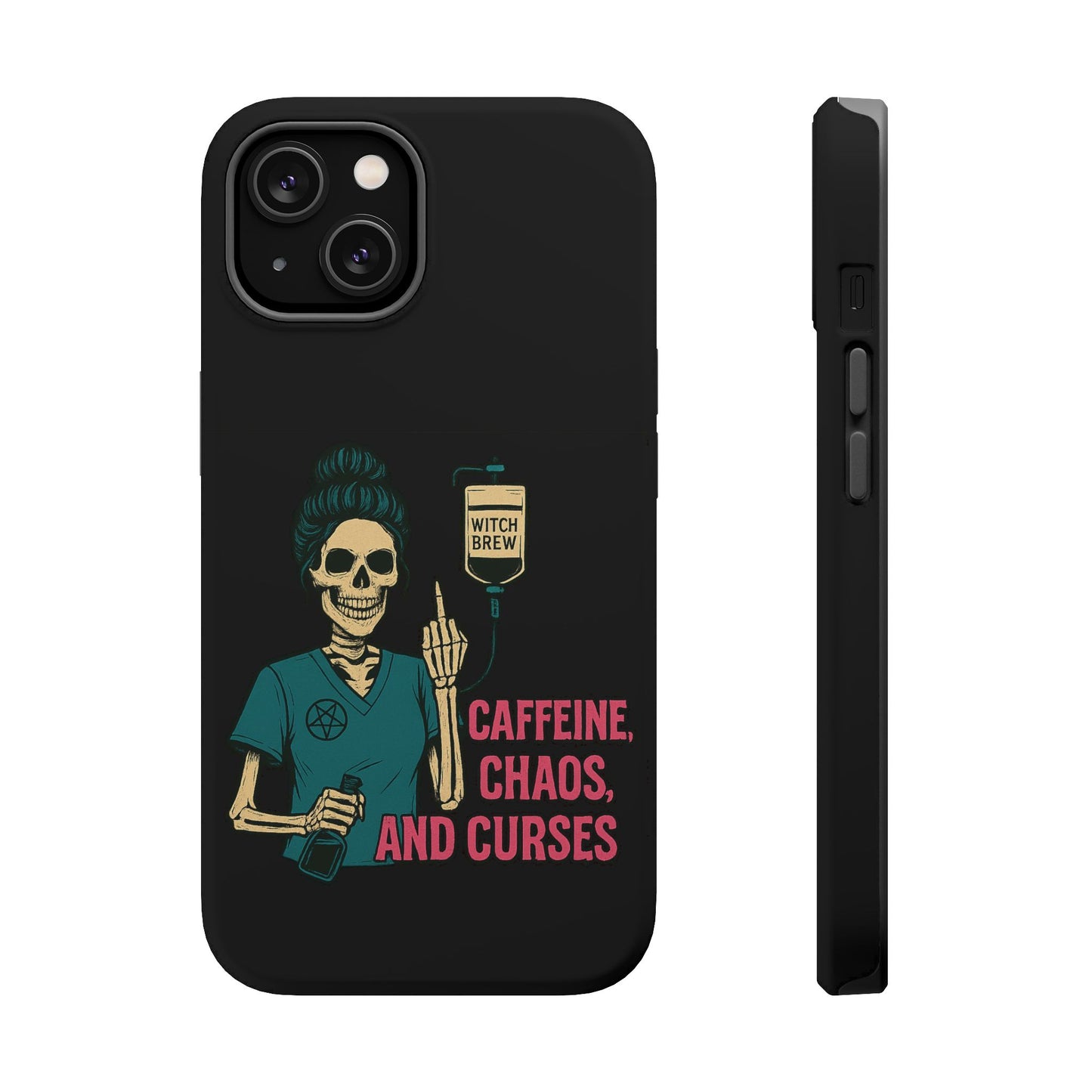 Caffeine Chaos Magnetic Phone Case, Halloween Gift, Witchy Accessories, Phone Cover, Spooky Style