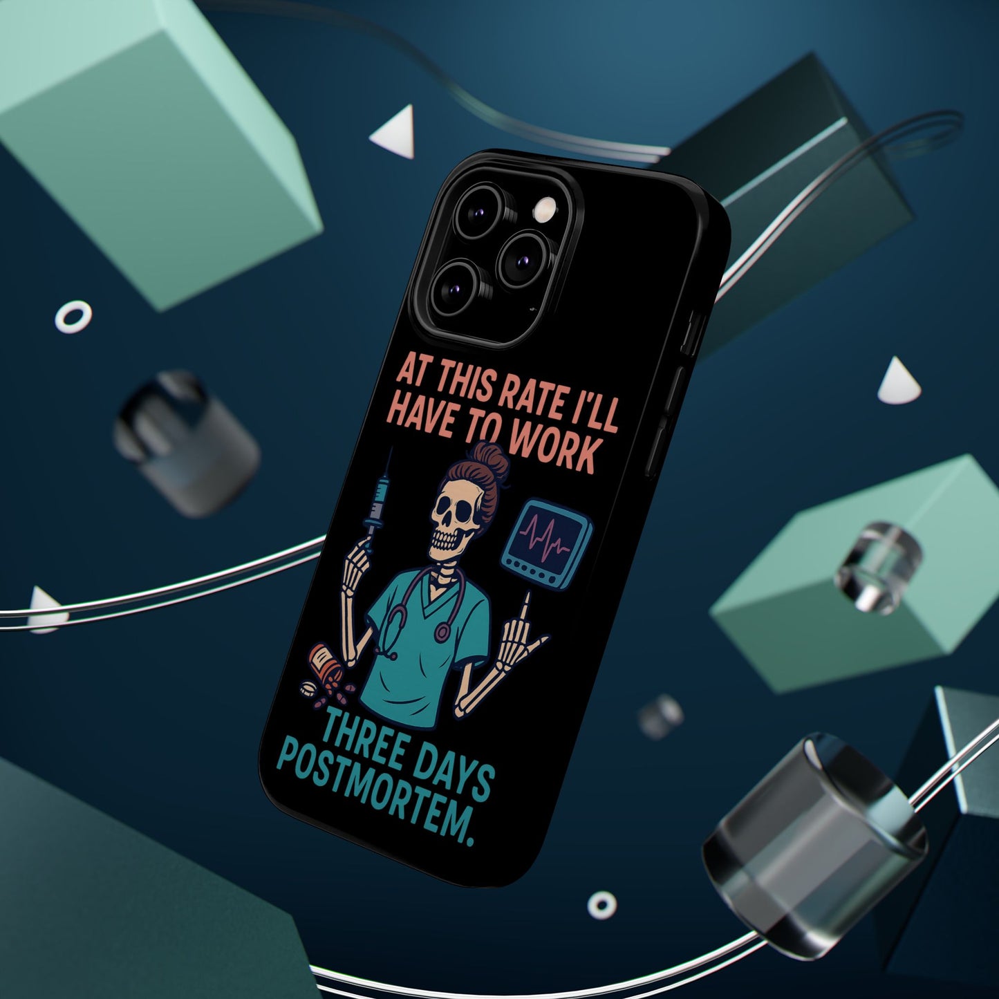 Magnetic Tough Phone Case, 3 Days Postmortem Skull Design, Cute Nurse Gift, Halloween Decor, Unique Phone Accessory