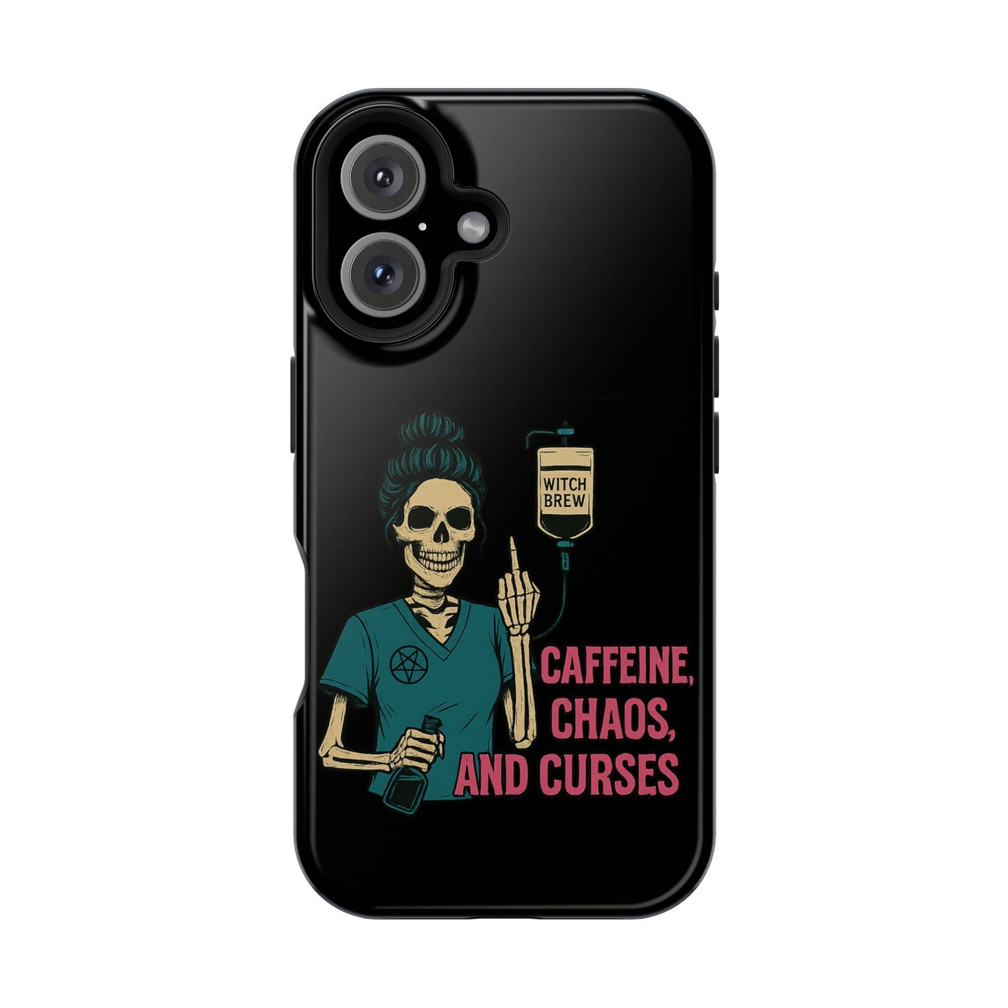 Caffeine Chaos Magnetic Phone Case, Halloween Gift, Witchy Accessories, Phone Cover, Spooky Style