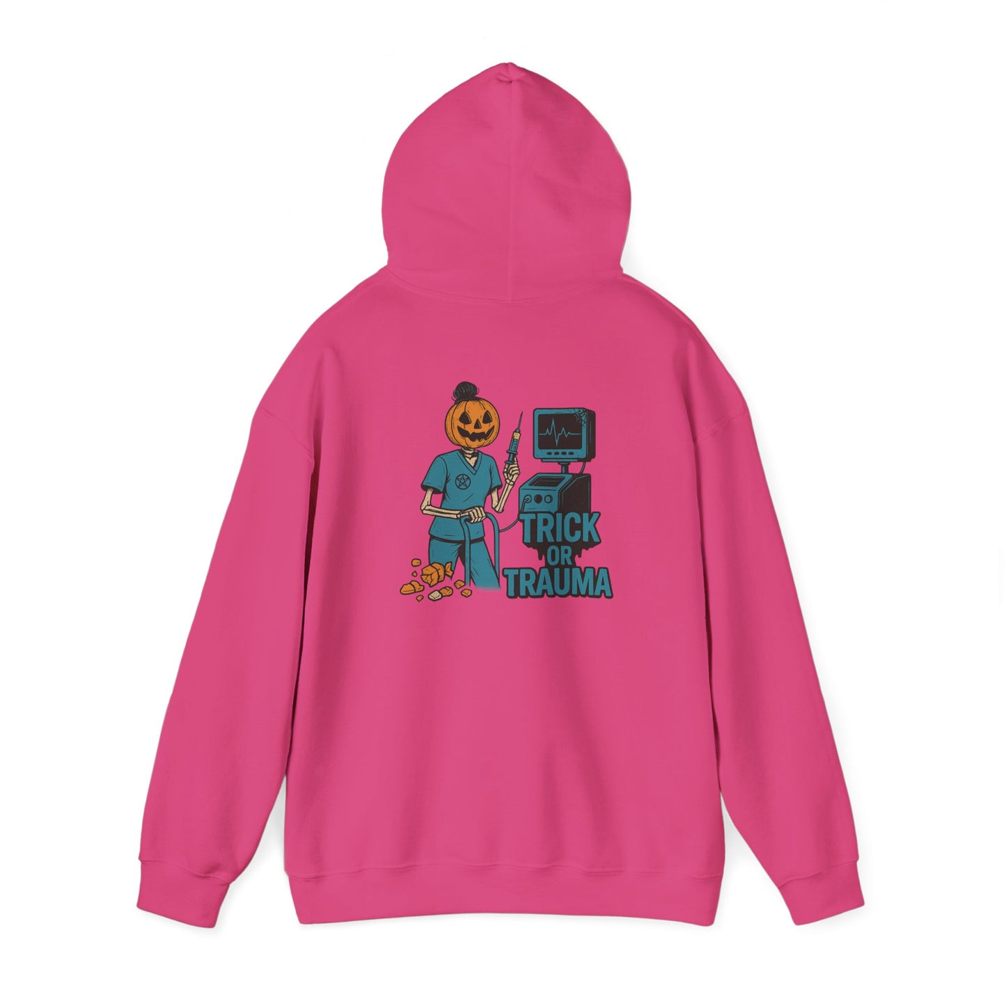 Halloween Trick or Trauma Unisex Hoodie, Perfect for Fall, Cozy Sweatshirt for Halloween Parties, Costume, Gift Idea, Spooky Season Apparel