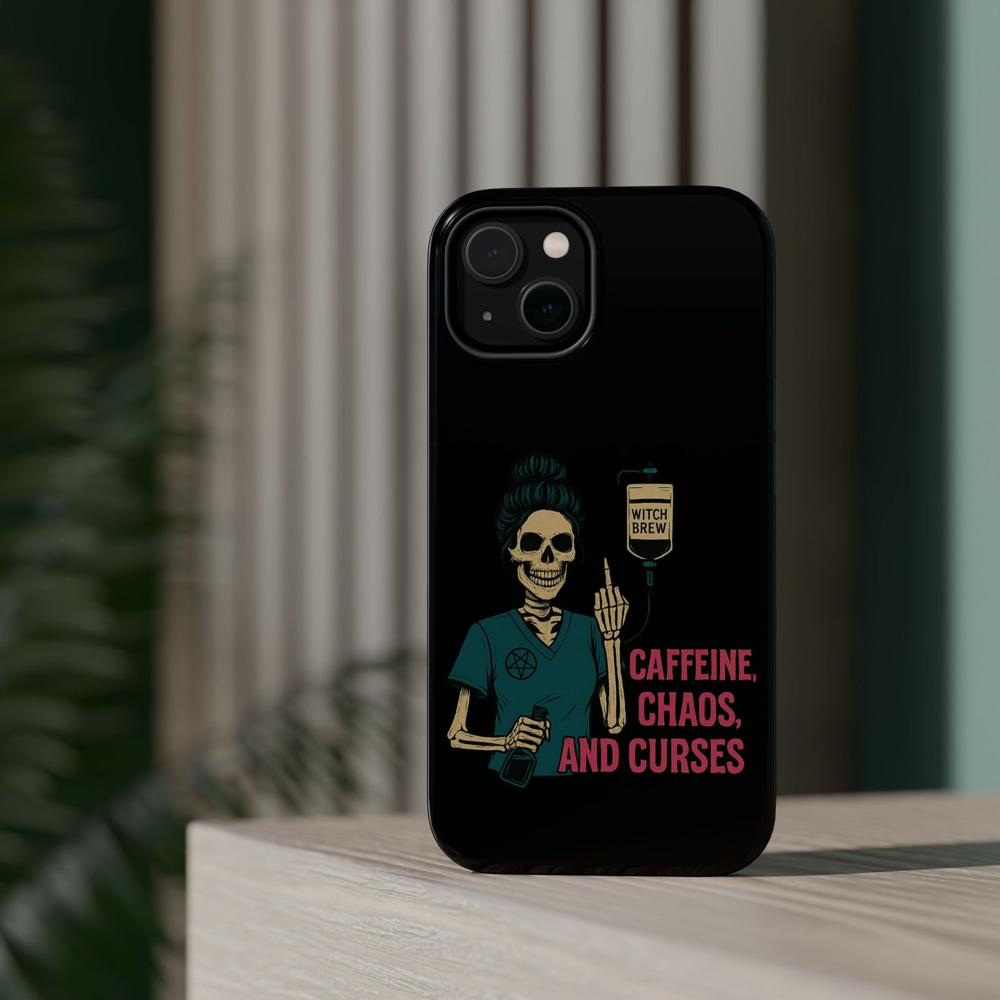 Caffeine Chaos Magnetic Phone Case, Halloween Gift, Witchy Accessories, Phone Cover, Spooky Style