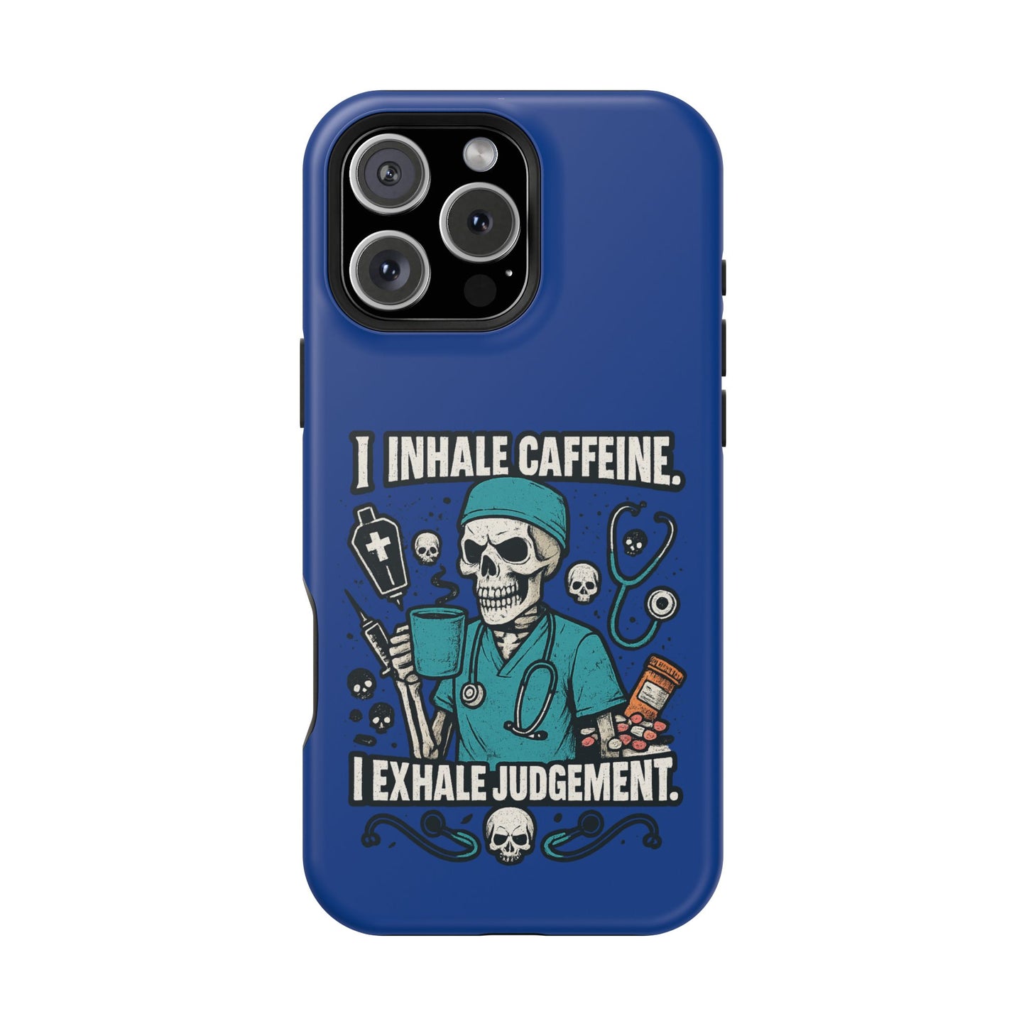 Funny Nurse Phone Case, Medical Humor, Gift for Healthcare Workers, Caffeine Lover Accessory, Skeleton Design