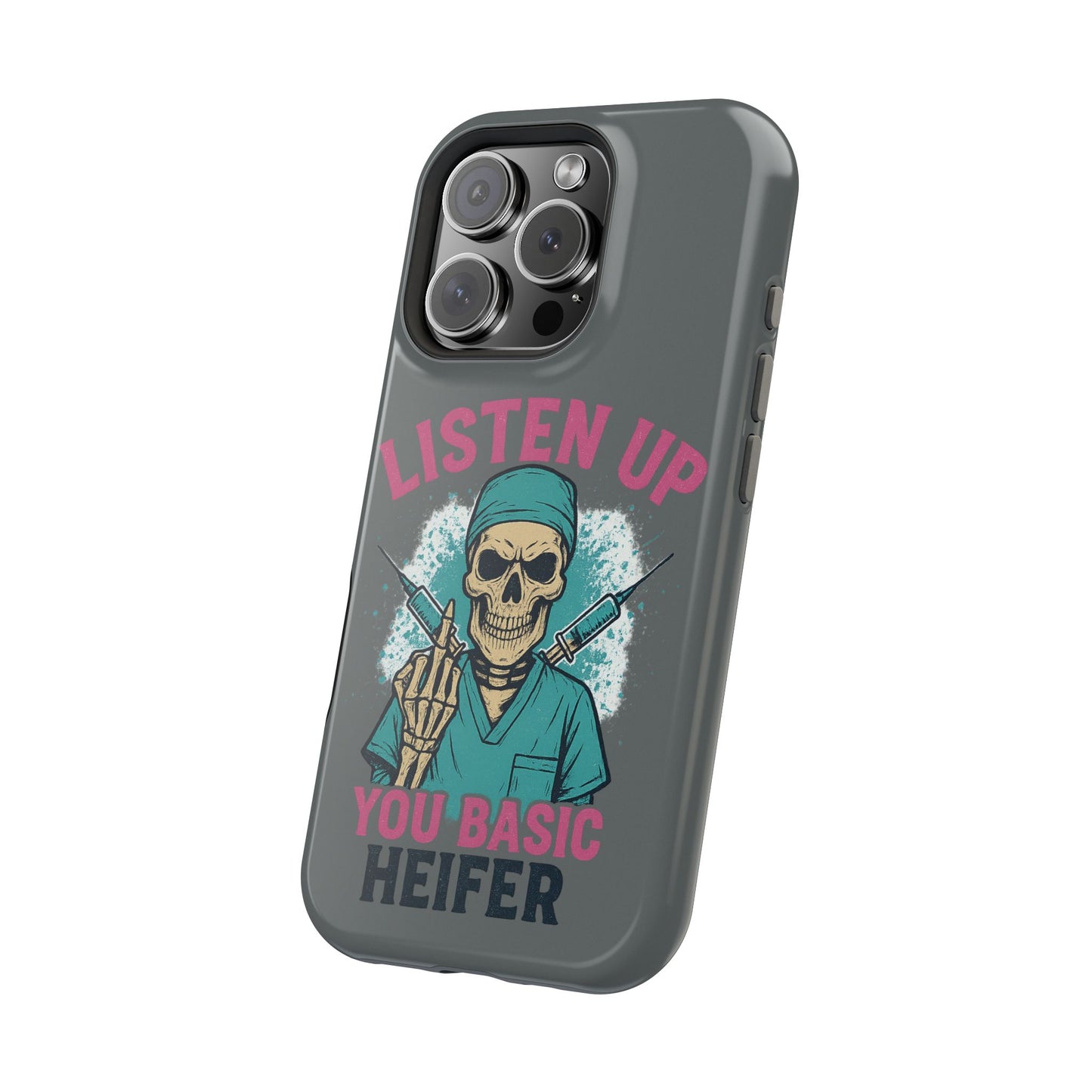 Edgy Nurse Phone Case, Gift for Healthcare Workers, Skull Design Case, Halloween Accessories, Trendy Tough Cases