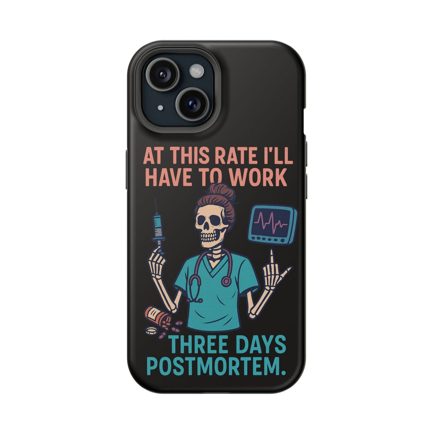 Magnetic Tough Phone Case, 3 Days Postmortem Skull Design, Cute Nurse Gift, Halloween Decor, Unique Phone Accessory