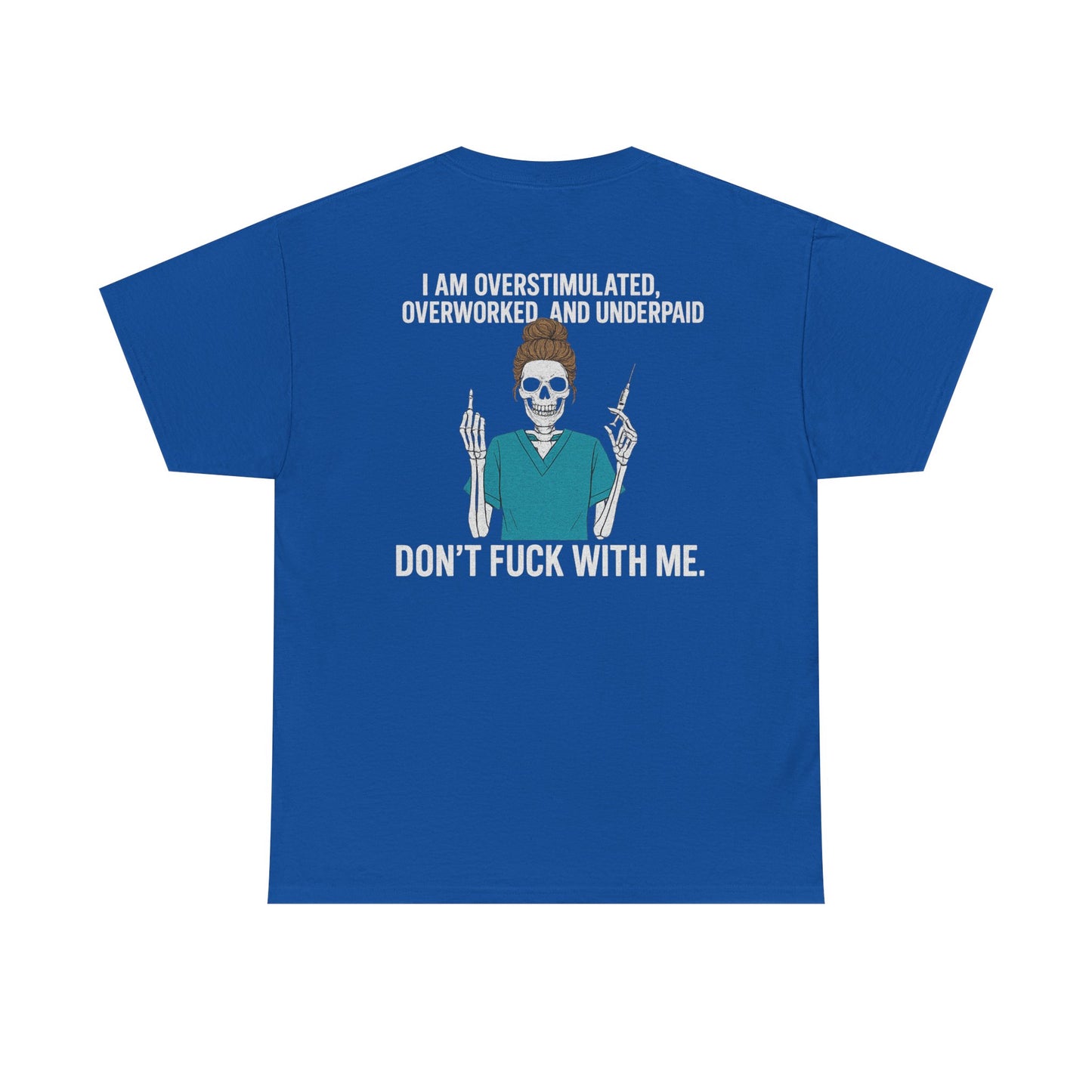 Unisex Heavy Cotton Tee - Overstimulated & Underpaid Graphic Tee, Casual Wear, Funny Shirt, Gift for Friends, Work Humor