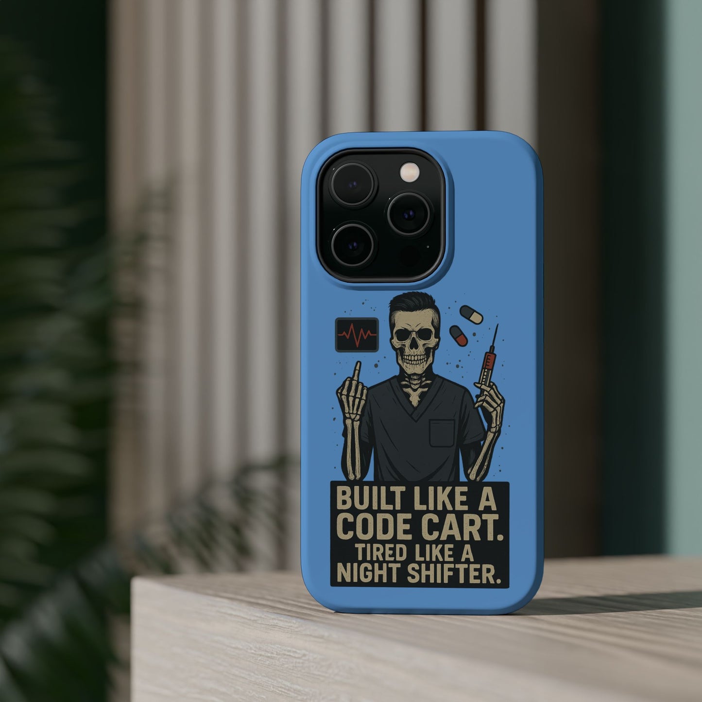 “Built Like a Code Cart. Tired Like a Night Shifter.” – Men’s Nurse Phone Case