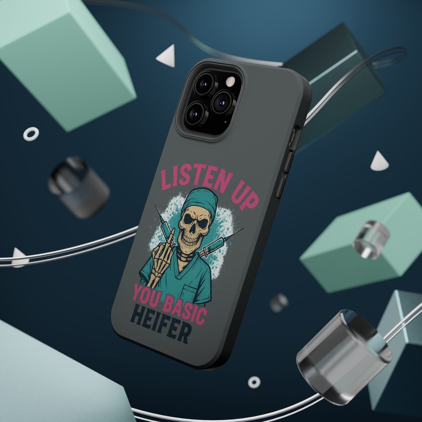 Edgy Nurse Phone Case, Gift for Healthcare Workers, Skull Design Case, Halloween Accessories, Trendy Tough Cases