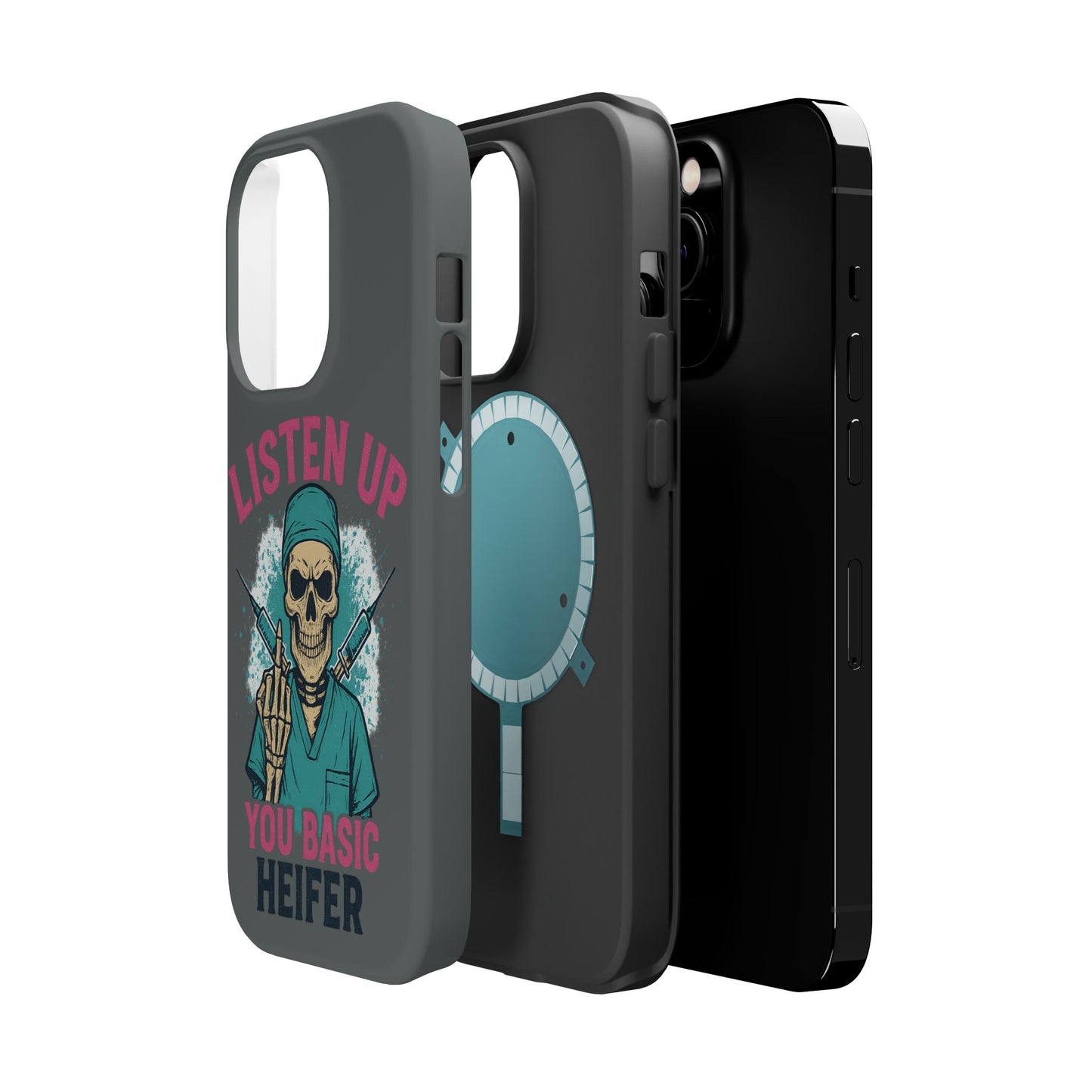 Edgy Nurse Phone Case, Gift for Healthcare Workers, Skull Design Case, Halloween Accessories, Trendy Tough Cases