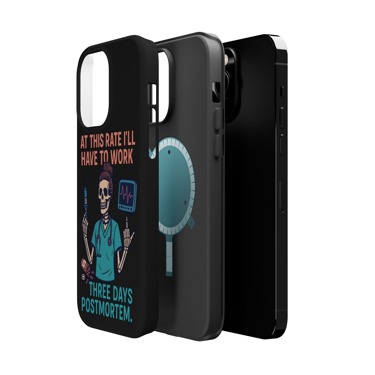 Magnetic Tough Phone Case, 3 Days Postmortem Skull Design, Cute Nurse Gift, Halloween Decor, Unique Phone Accessory