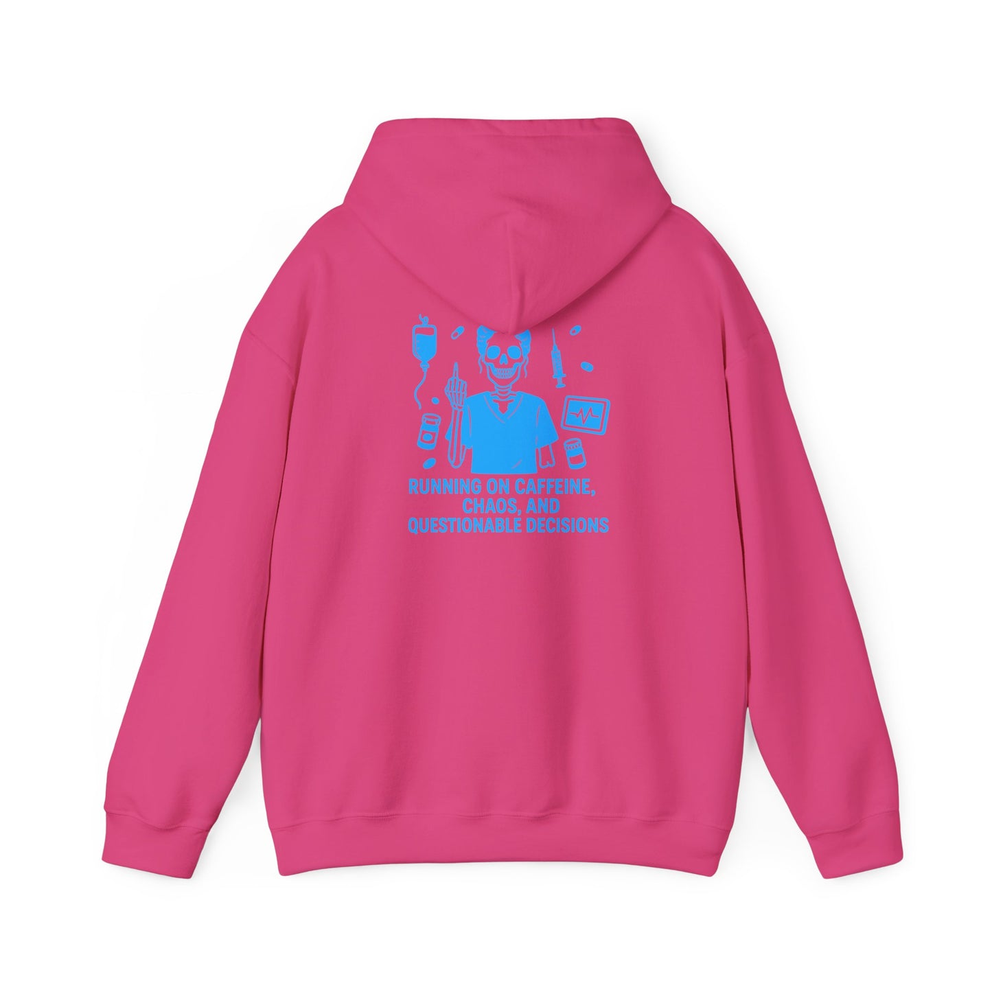 “Running on Caffeine, Chaos, and Questionable Decisions” – Sarcastic Nurse Hoodie