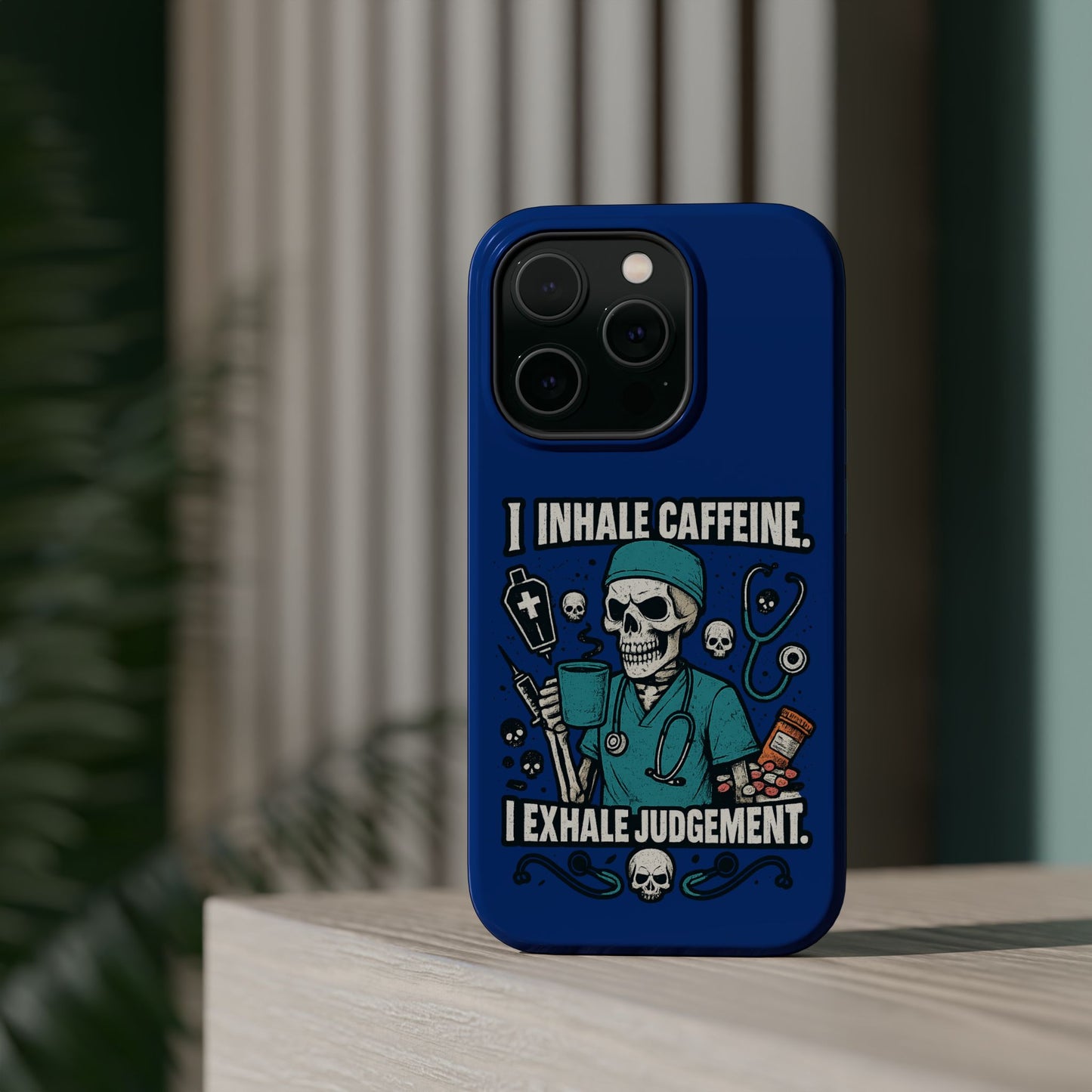 Funny Nurse Phone Case, Medical Humor, Gift for Healthcare Workers, Caffeine Lover Accessory, Skeleton Design