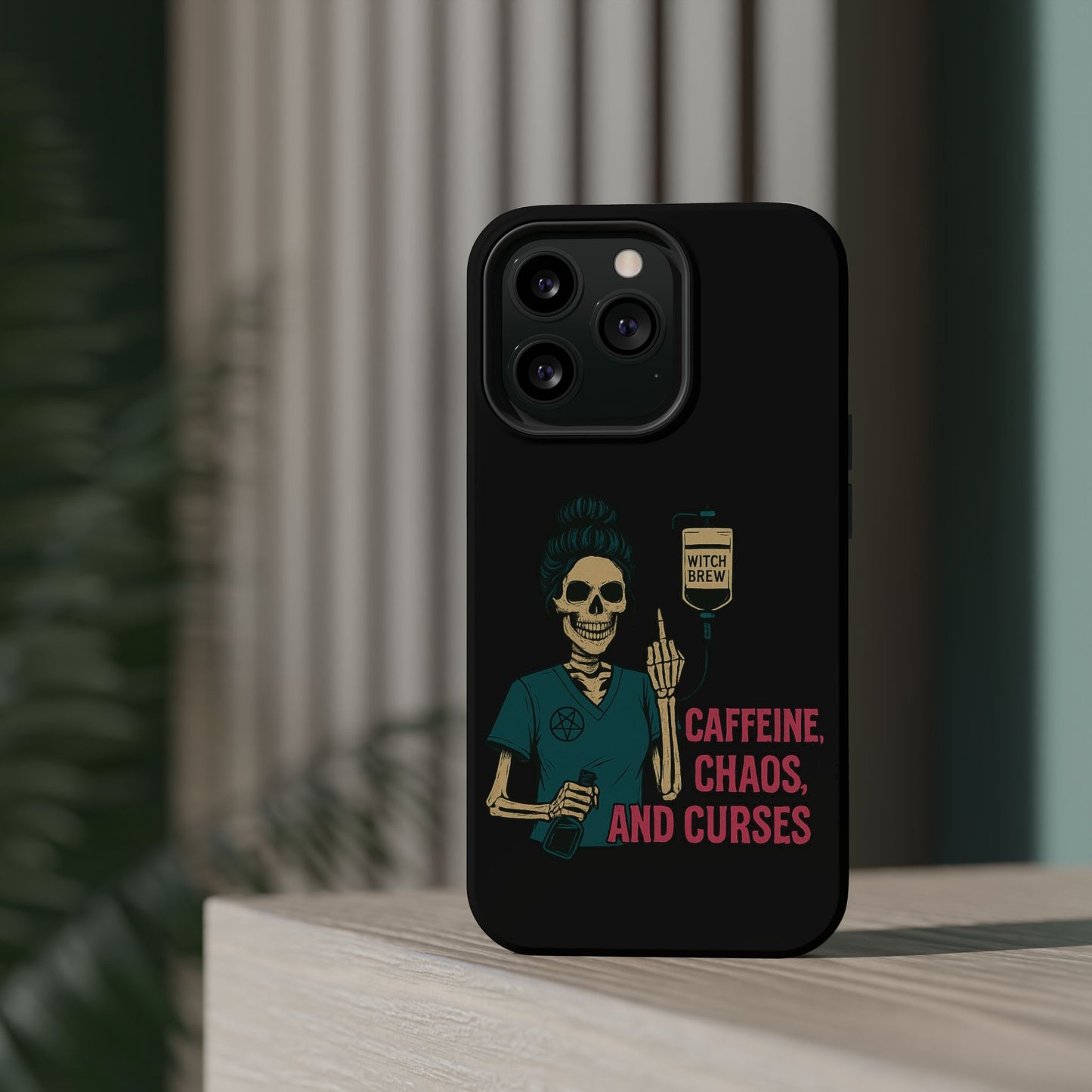 Caffeine Chaos Magnetic Phone Case, Halloween Gift, Witchy Accessories, Phone Cover, Spooky Style