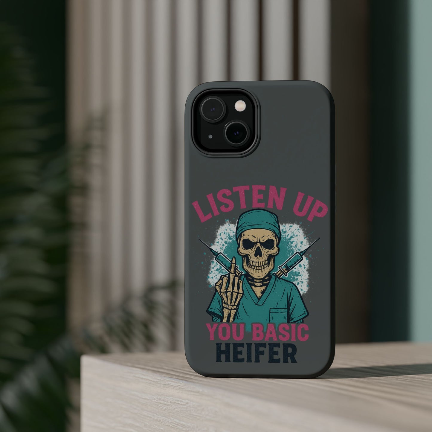 Edgy Nurse Phone Case, Gift for Healthcare Workers, Skull Design Case, Halloween Accessories, Trendy Tough Cases