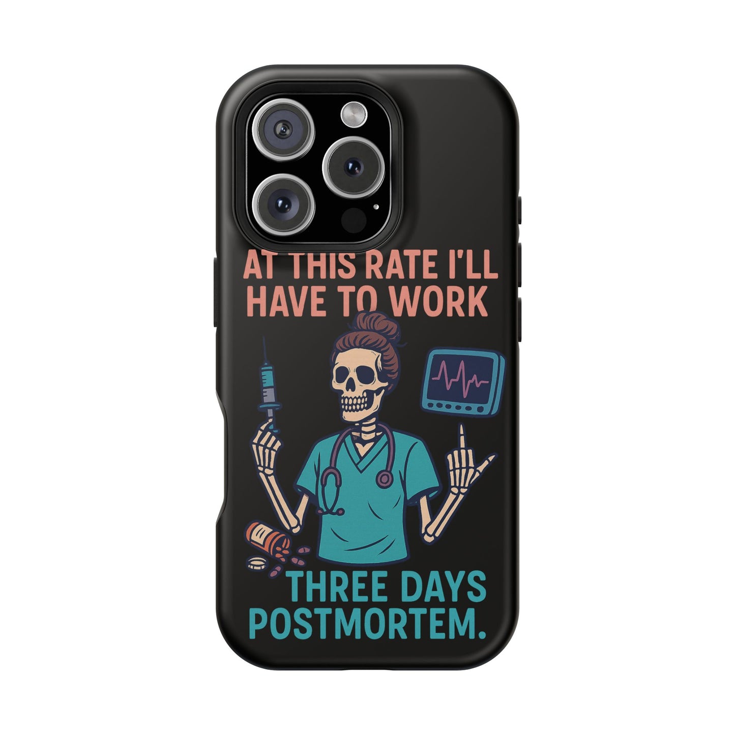Magnetic Tough Phone Case, 3 Days Postmortem Skull Design, Cute Nurse Gift, Halloween Decor, Unique Phone Accessory