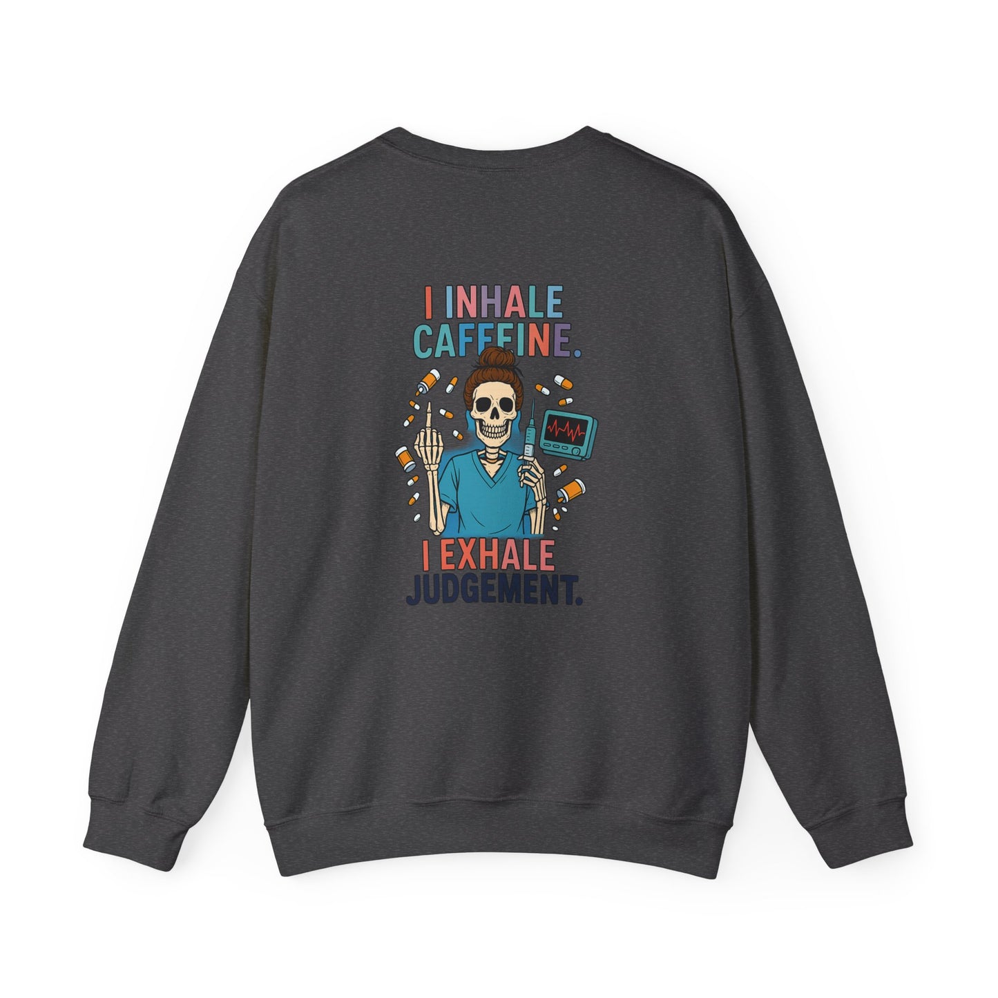Caffeine Lover Crewneck Sweatshirt, Funny Gift for Coffee Lovers, Casual Wear, Unisex Sweatshirt, Halloween Apparel, Gift for Friends