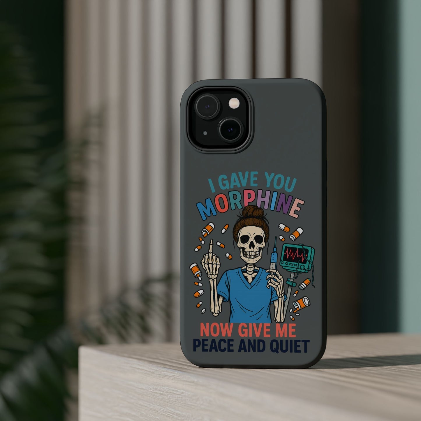 Gothic Phone Case, Unique Skeleton Design, Funny Gift for Nurses, Halloween Accessory, Hospital Humor