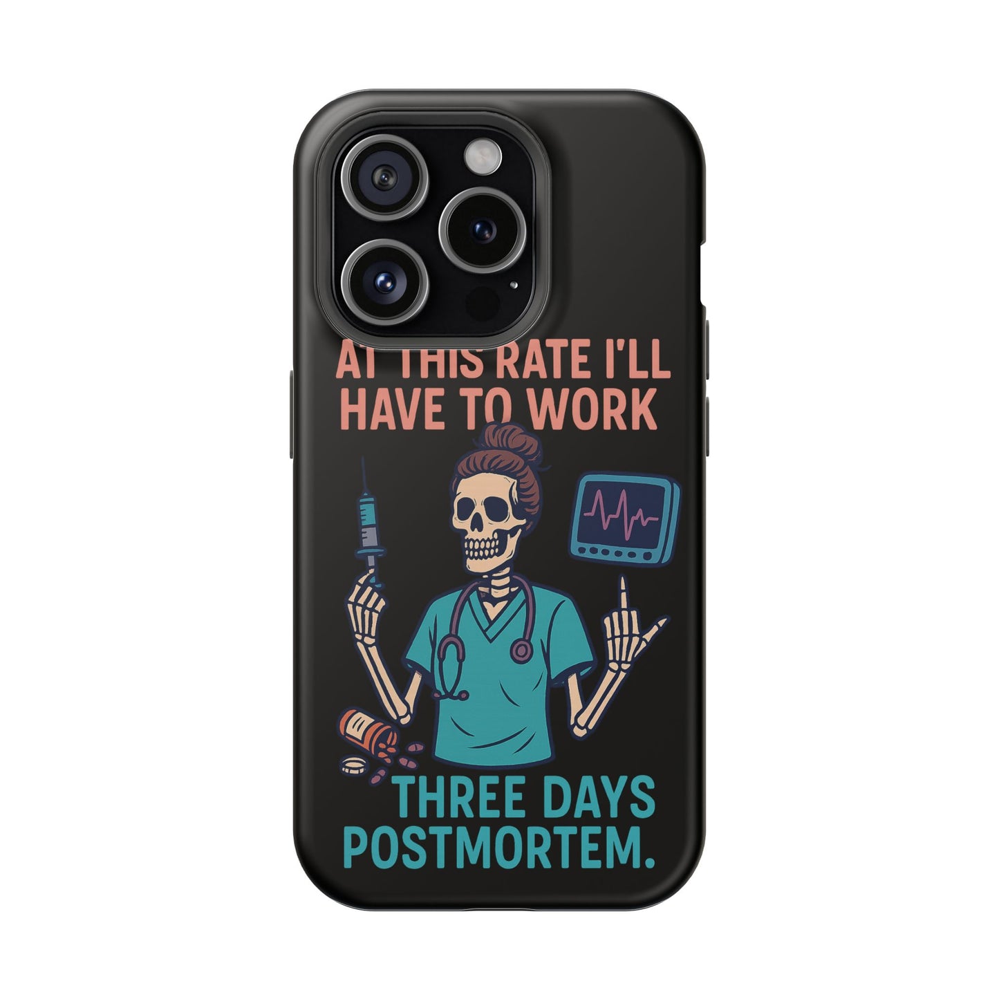 Magnetic Tough Phone Case, 3 Days Postmortem Skull Design, Cute Nurse Gift, Halloween Decor, Unique Phone Accessory