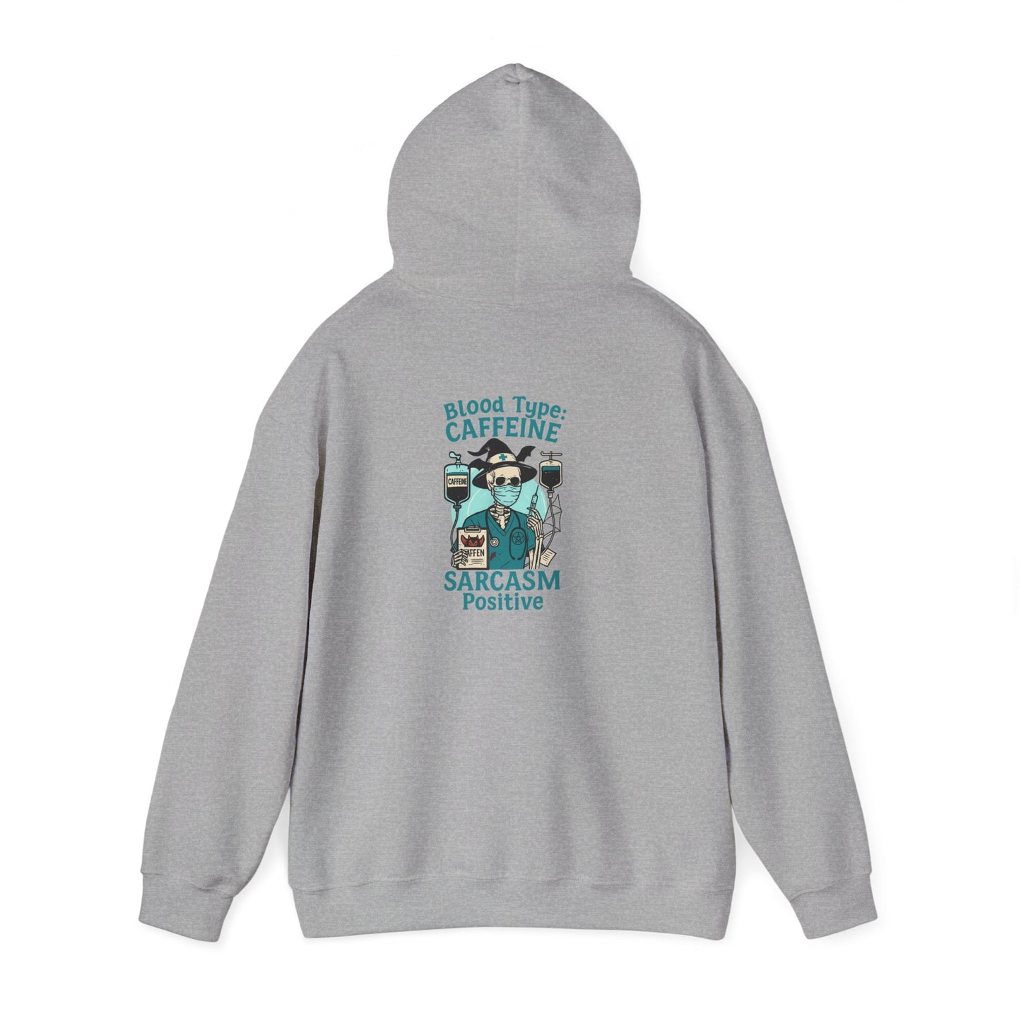 Caffeine & Sarcasm Hoodie, Cozy Pullover, Gift for Coffee Lovers, Funny Sweatshirt, Casual Wear, Unisex Apparel