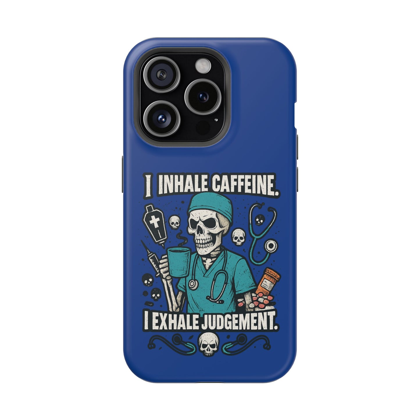 Funny Nurse Phone Case, Medical Humor, Gift for Healthcare Workers, Caffeine Lover Accessory, Skeleton Design