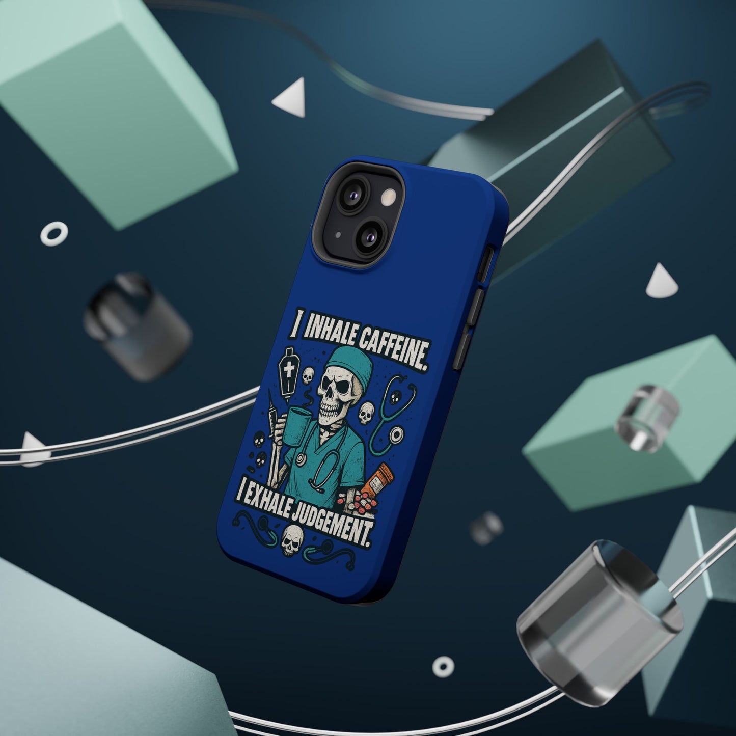 Funny Nurse Phone Case, Medical Humor, Gift for Healthcare Workers, Caffeine Lover Accessory, Skeleton Design