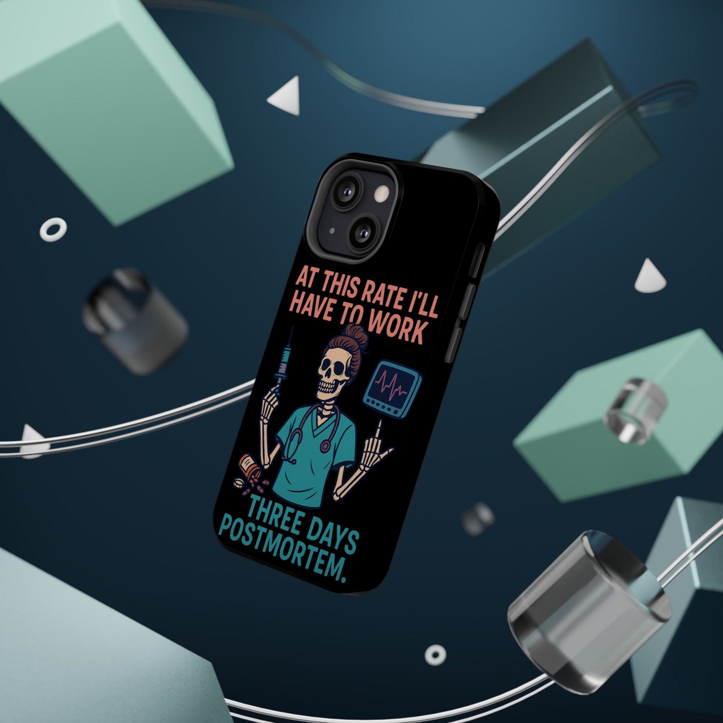 Magnetic Tough Phone Case, 3 Days Postmortem Skull Design, Cute Nurse Gift, Halloween Decor, Unique Phone Accessory