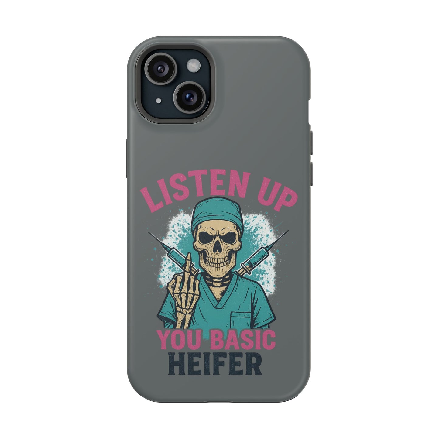 Edgy Nurse Phone Case, Gift for Healthcare Workers, Skull Design Case, Halloween Accessories, Trendy Tough Cases
