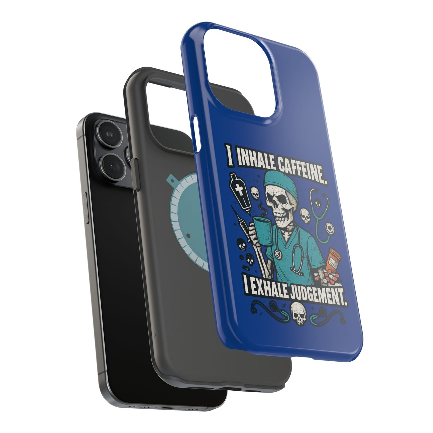 Funny Nurse Phone Case, Medical Humor, Gift for Healthcare Workers, Caffeine Lover Accessory, Skeleton Design