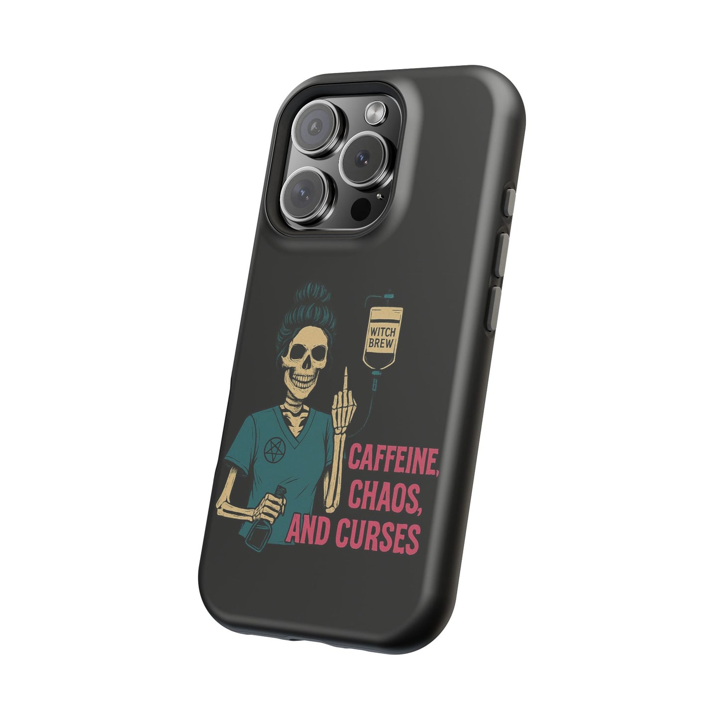 Caffeine Chaos Magnetic Phone Case, Halloween Gift, Witchy Accessories, Phone Cover, Spooky Style