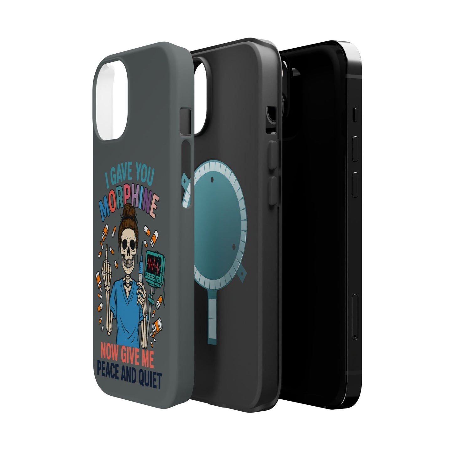 Gothic Phone Case, Unique Skeleton Design, Funny Gift for Nurses, Halloween Accessory, Hospital Humor