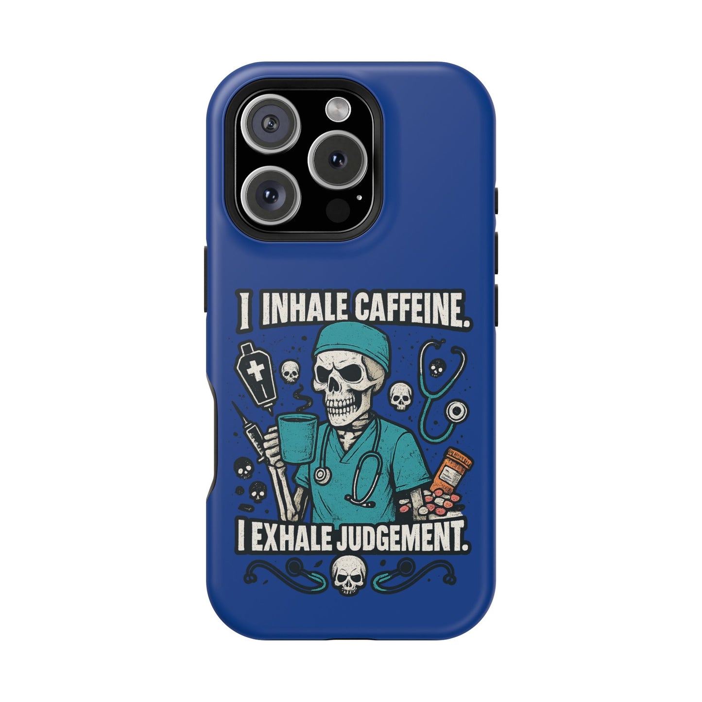 Funny Nurse Phone Case, Medical Humor, Gift for Healthcare Workers, Caffeine Lover Accessory, Skeleton Design