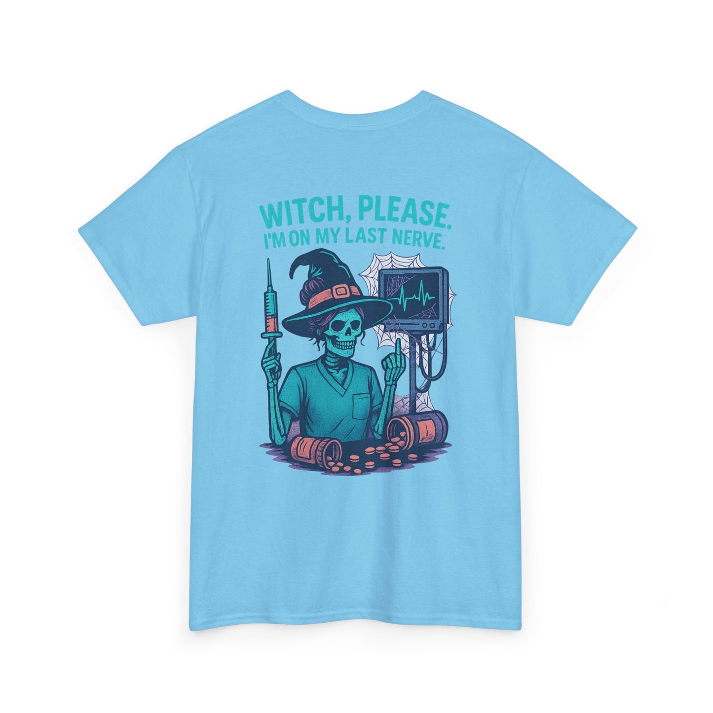 Witch Please Halloween Tee, Unisex Heavy Cotton Tee, Funny Halloween Shirt, Spooky Vibes Shirt, Gift for Witches, Halloween Celebration Gift