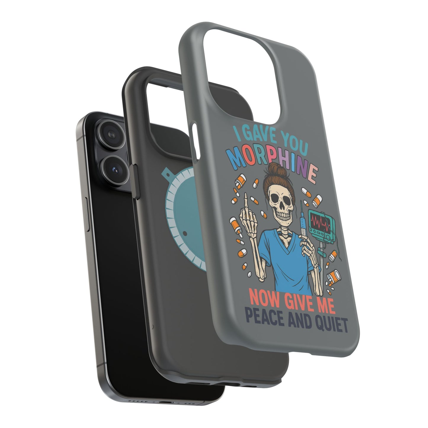 Gothic Phone Case, Unique Skeleton Design, Funny Gift for Nurses, Halloween Accessory, Hospital Humor