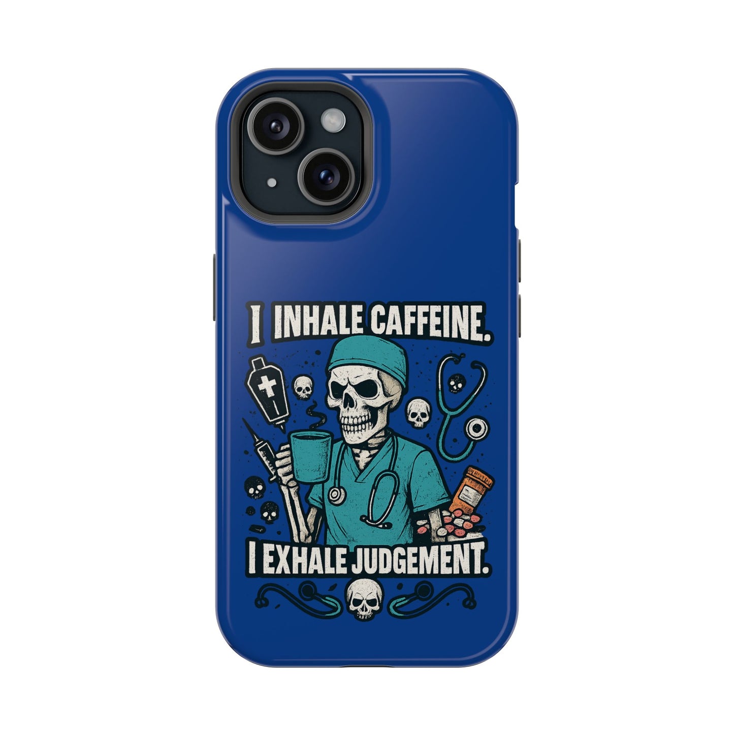 Funny Nurse Phone Case, Medical Humor, Gift for Healthcare Workers, Caffeine Lover Accessory, Skeleton Design