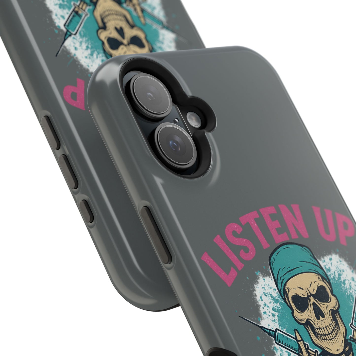 Edgy Nurse Phone Case, Gift for Healthcare Workers, Skull Design Case, Halloween Accessories, Trendy Tough Cases