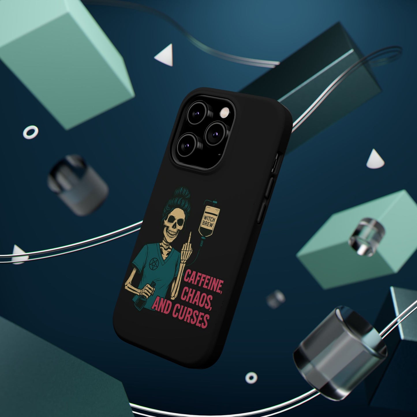 Caffeine Chaos Magnetic Phone Case, Halloween Gift, Witchy Accessories, Phone Cover, Spooky Style