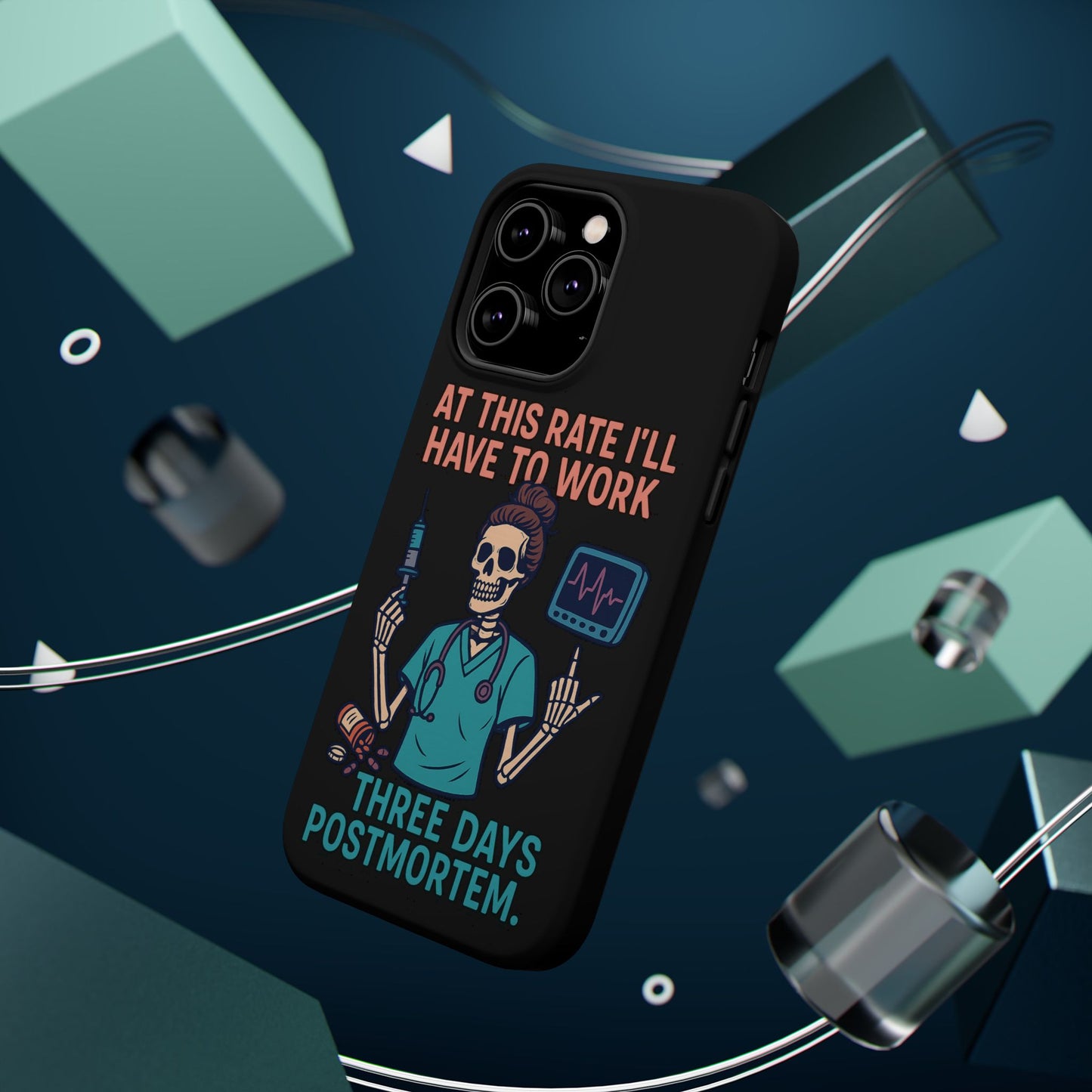 Magnetic Tough Phone Case, 3 Days Postmortem Skull Design, Cute Nurse Gift, Halloween Decor, Unique Phone Accessory