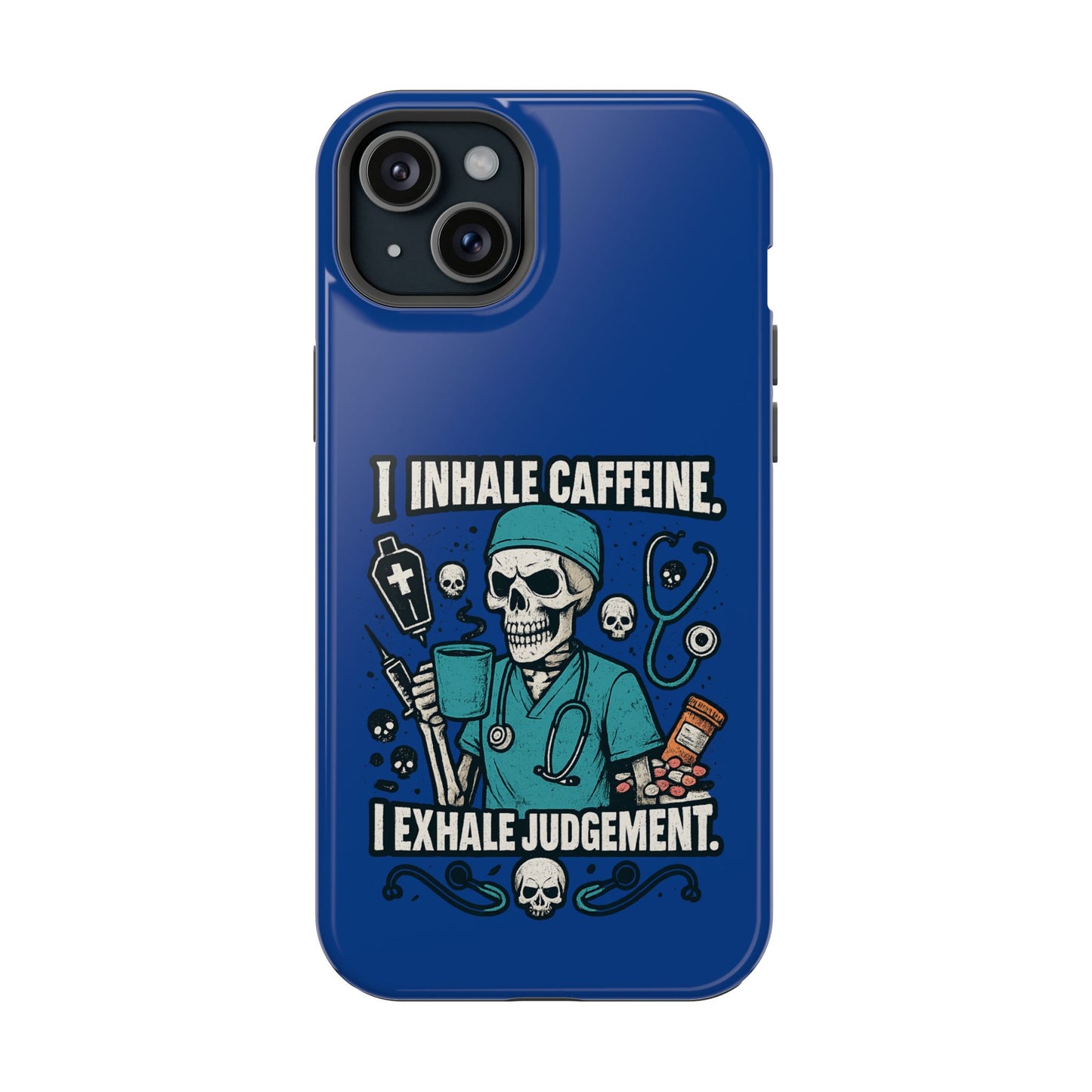 Funny Nurse Phone Case, Medical Humor, Gift for Healthcare Workers, Caffeine Lover Accessory, Skeleton Design