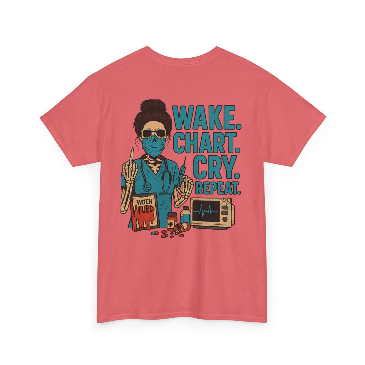 Wake Chart Cry Repeat Unisex Heavy Cotton Tee - Casual Graphic T-Shirt for Creators, Gifts for Artists, Inspirational Apparel, Everyday Wear