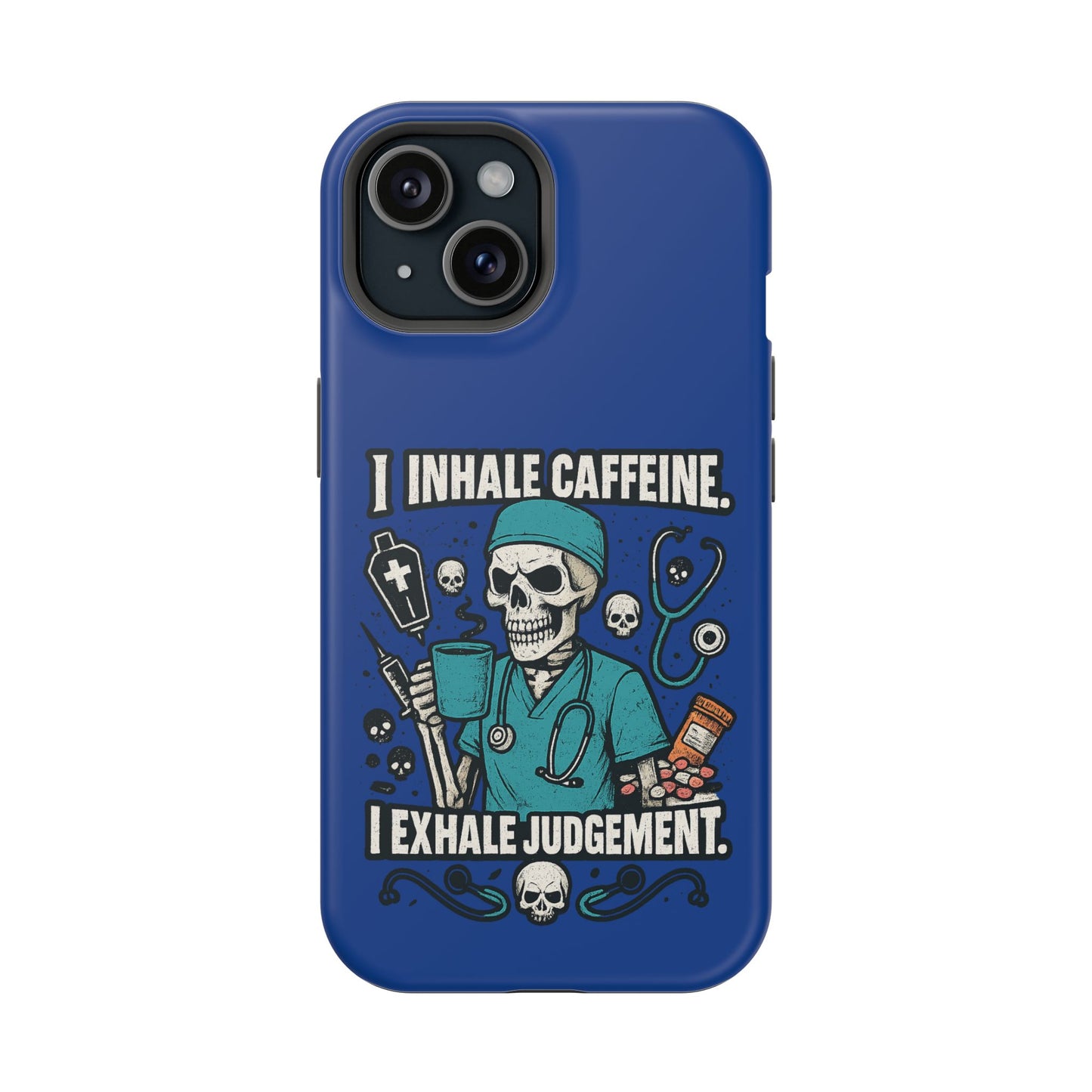 Funny Nurse Phone Case, Medical Humor, Gift for Healthcare Workers, Caffeine Lover Accessory, Skeleton Design