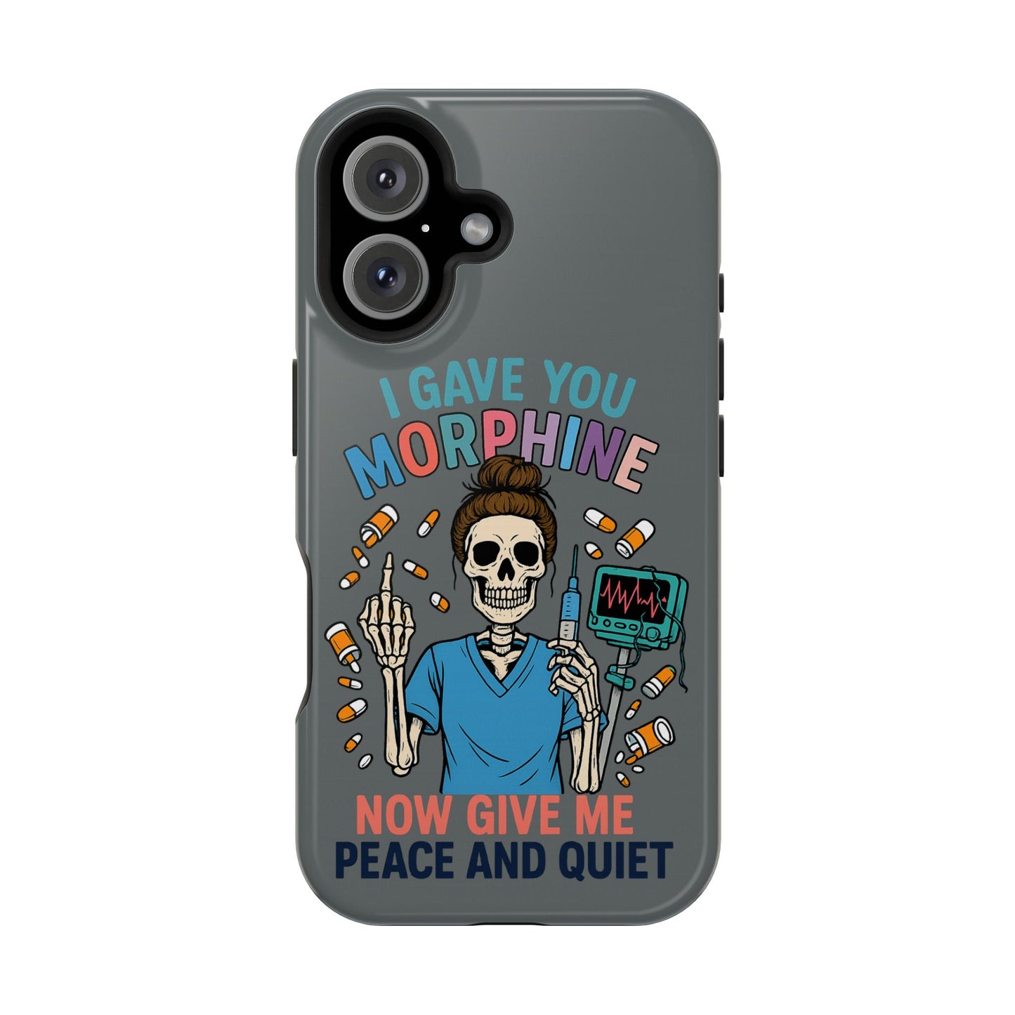 Gothic Phone Case, Unique Skeleton Design, Funny Gift for Nurses, Halloween Accessory, Hospital Humor