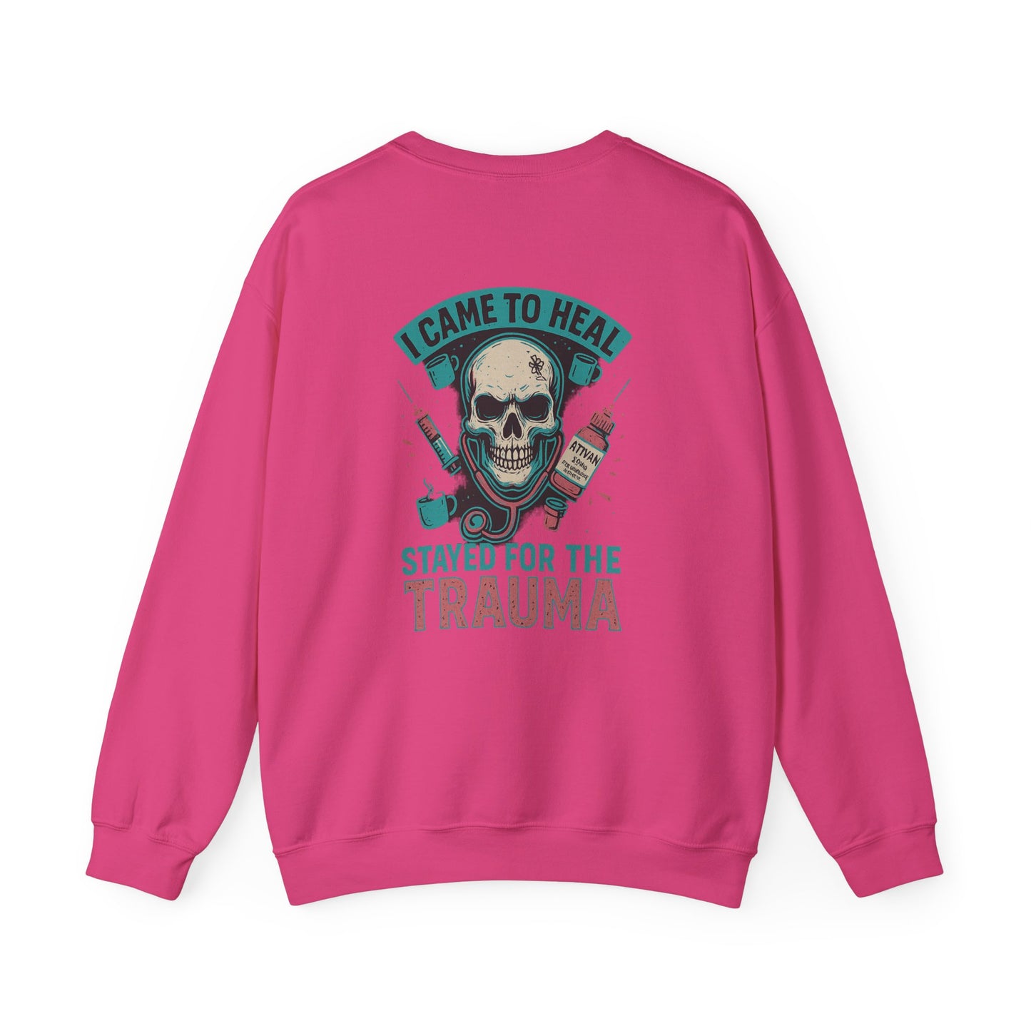 Skull Design Crewneck Sweatshirt, Cozy Graphic Pullover, Unisex Gift for Trauma Survivors, Halloween Style, Casual Comfort Wear