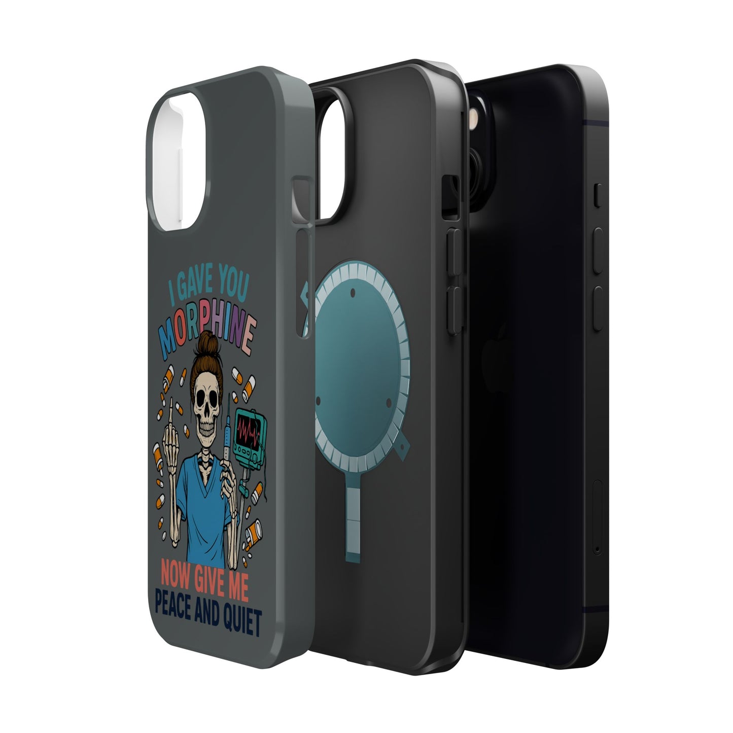 Gothic Phone Case, Unique Skeleton Design, Funny Gift for Nurses, Halloween Accessory, Hospital Humor