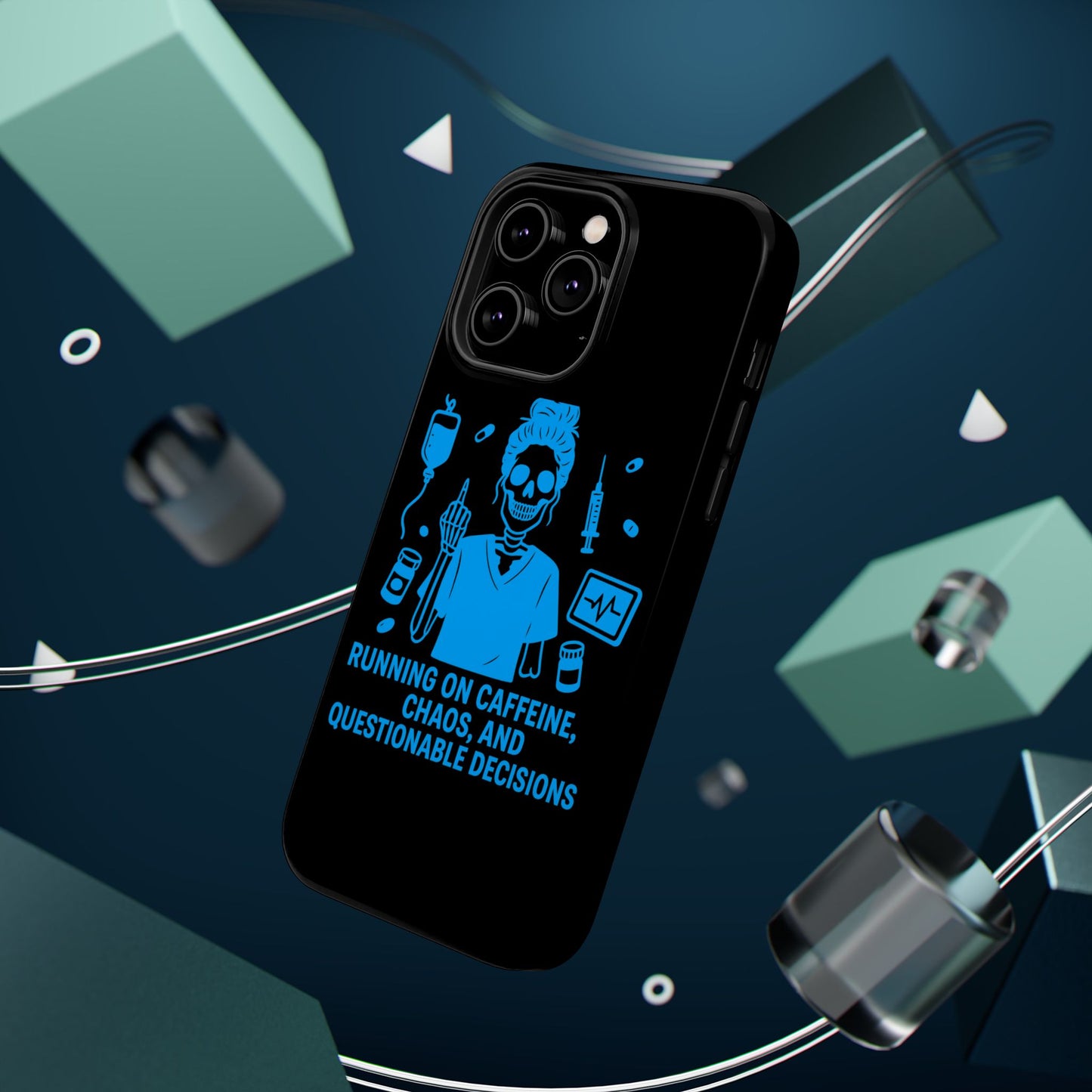 Running on Caffeine, Chaos, and Questionable Decisions” – Nurse Life Phone Case