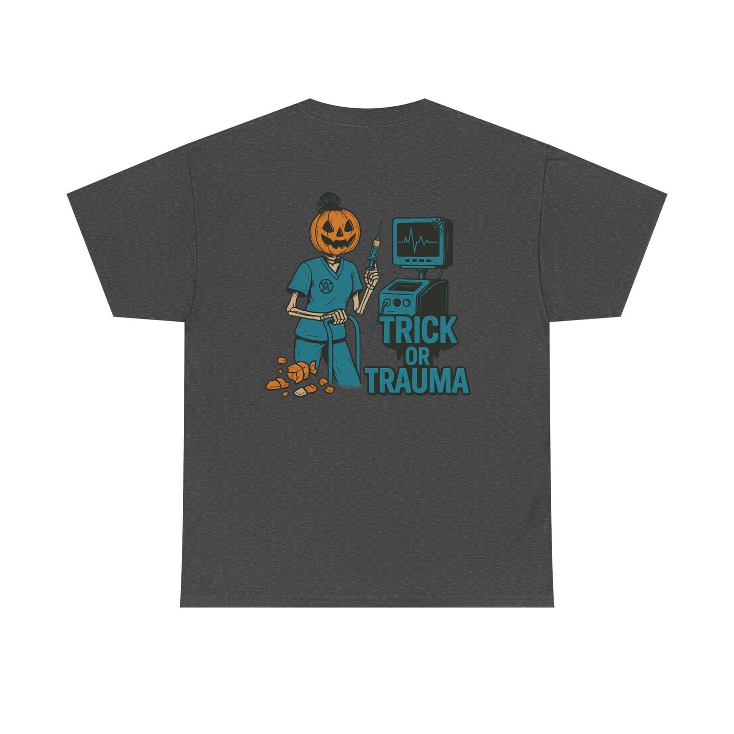 Halloween Pumpkin Tee - Trick or Trauma Shirt, Unisex T-Shirt for Fall Celebrations, Casual Wear, Halloween Costume, Gift Idea