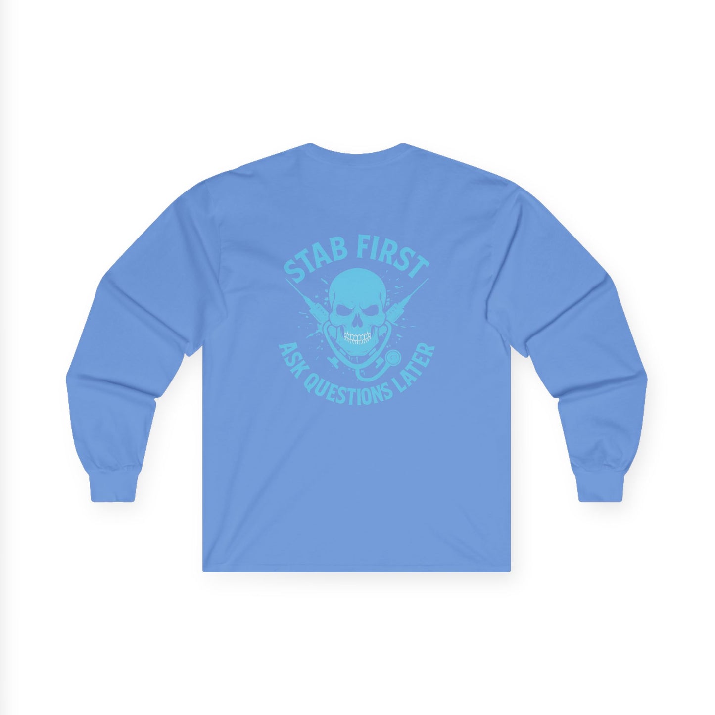 Edgy Graphic Long Sleeve Tee - Unisex Cotton Shirt, Casual Wear, Gift for Gamers, Halloween Outfit, Unique Statement Apparel