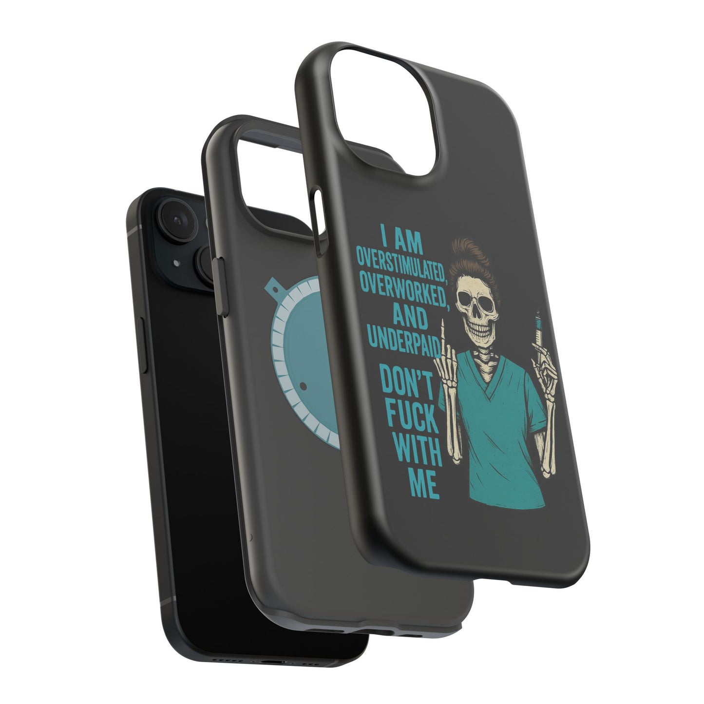 Magnetic Phone Cases, Overworked Healthcare Worker, Nurse Gift, Halloween, Funny Quote, Tough Cases