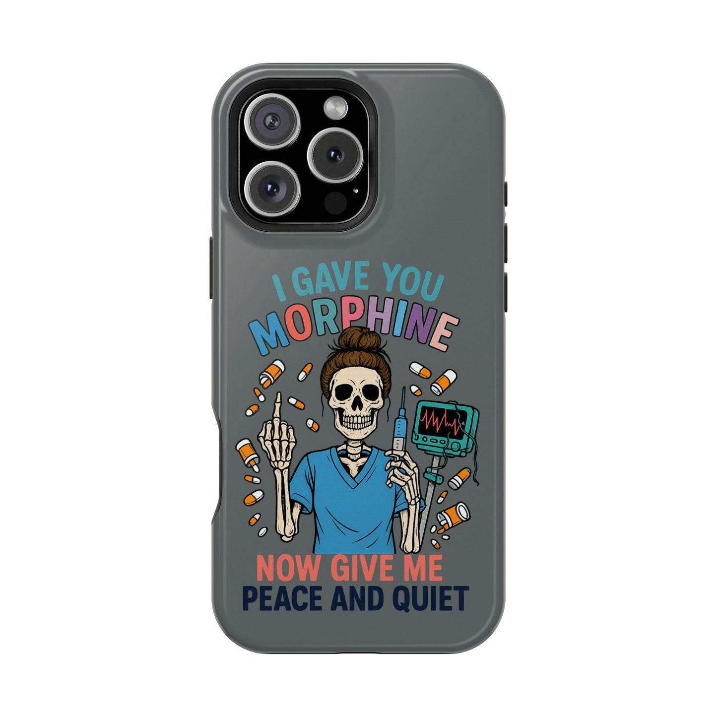 Gothic Phone Case, Unique Skeleton Design, Funny Gift for Nurses, Halloween Accessory, Hospital Humor