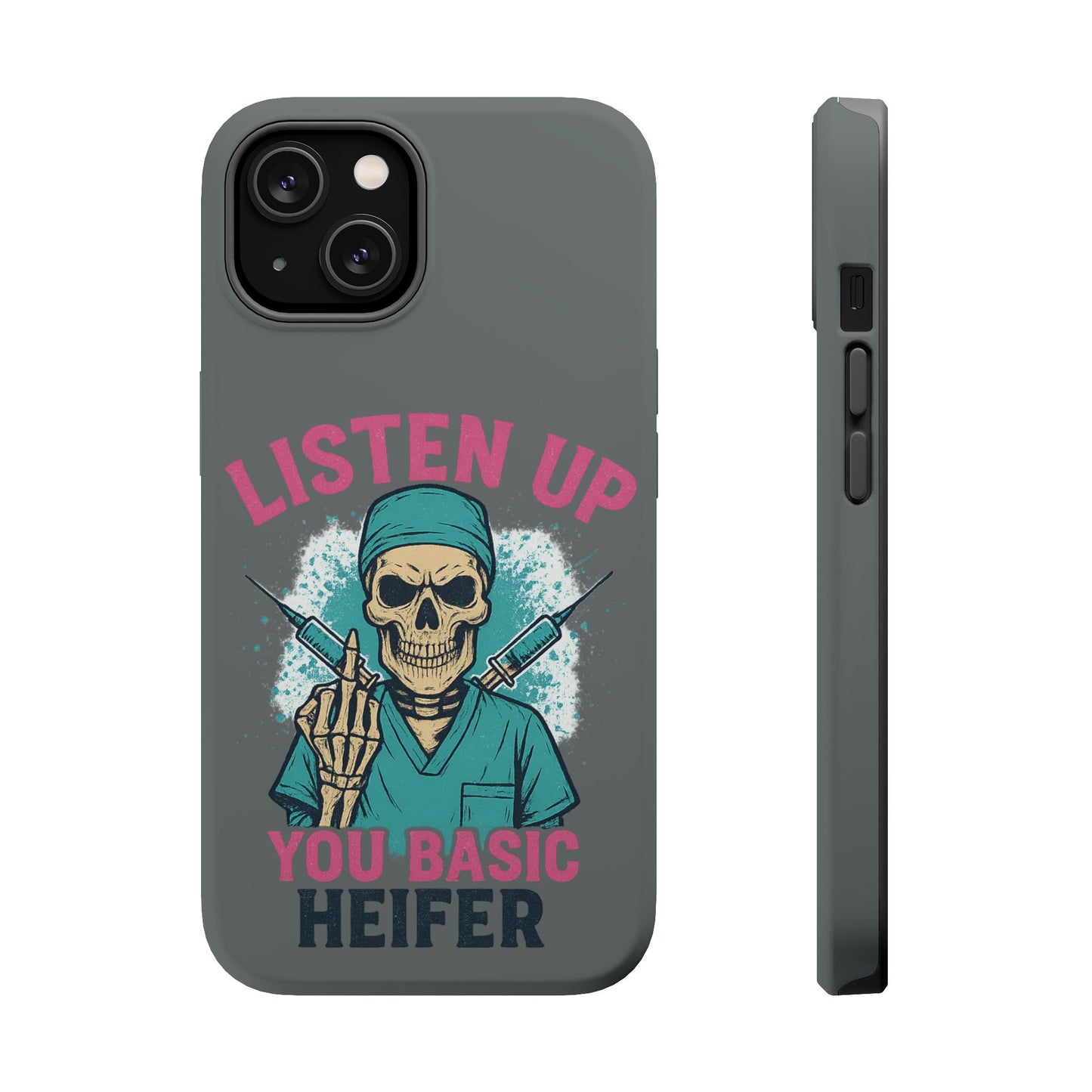 Edgy Nurse Phone Case, Gift for Healthcare Workers, Skull Design Case, Halloween Accessories, Trendy Tough Cases