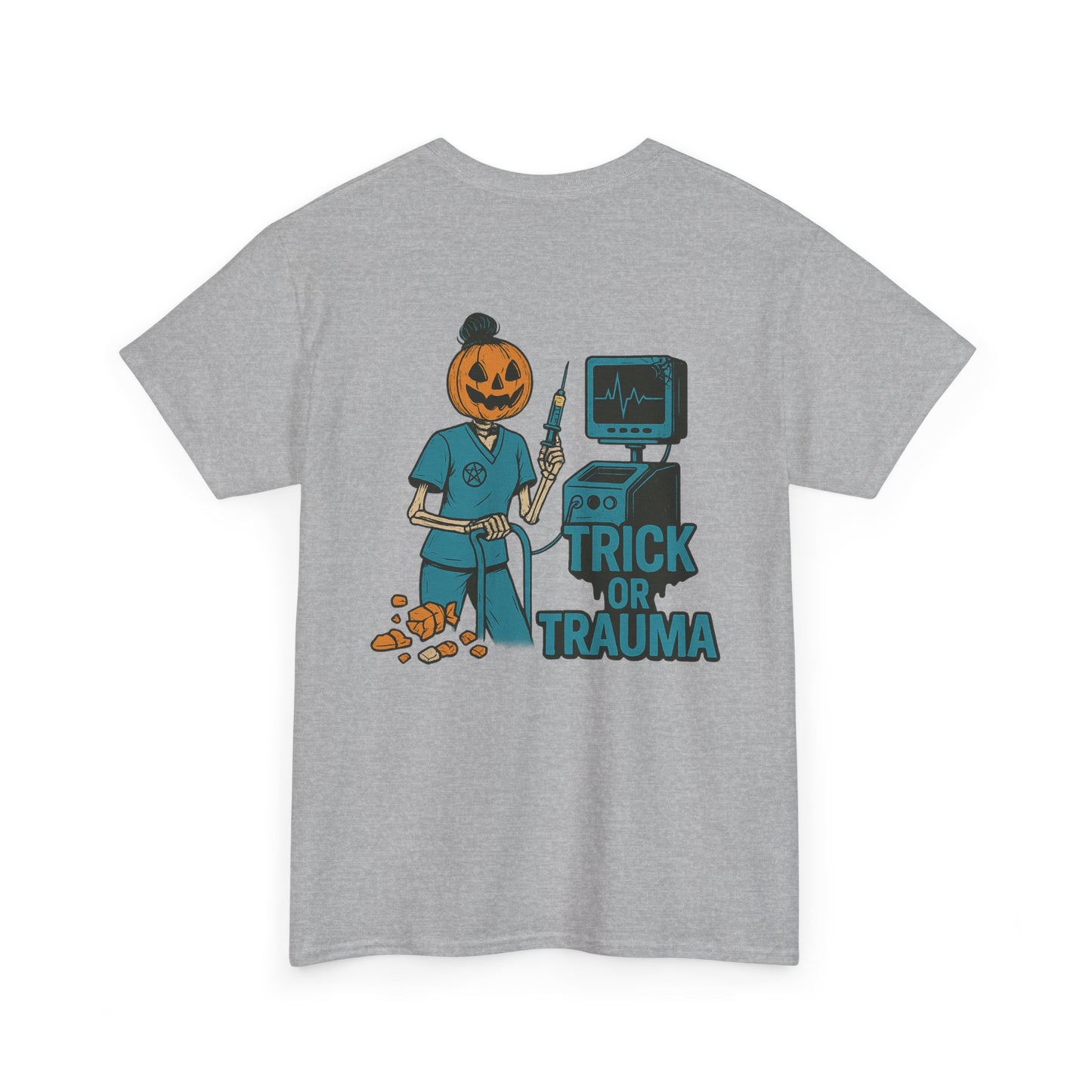 Halloween Pumpkin Tee - Trick or Trauma Shirt, Unisex T-Shirt for Fall Celebrations, Casual Wear, Halloween Costume, Gift Idea