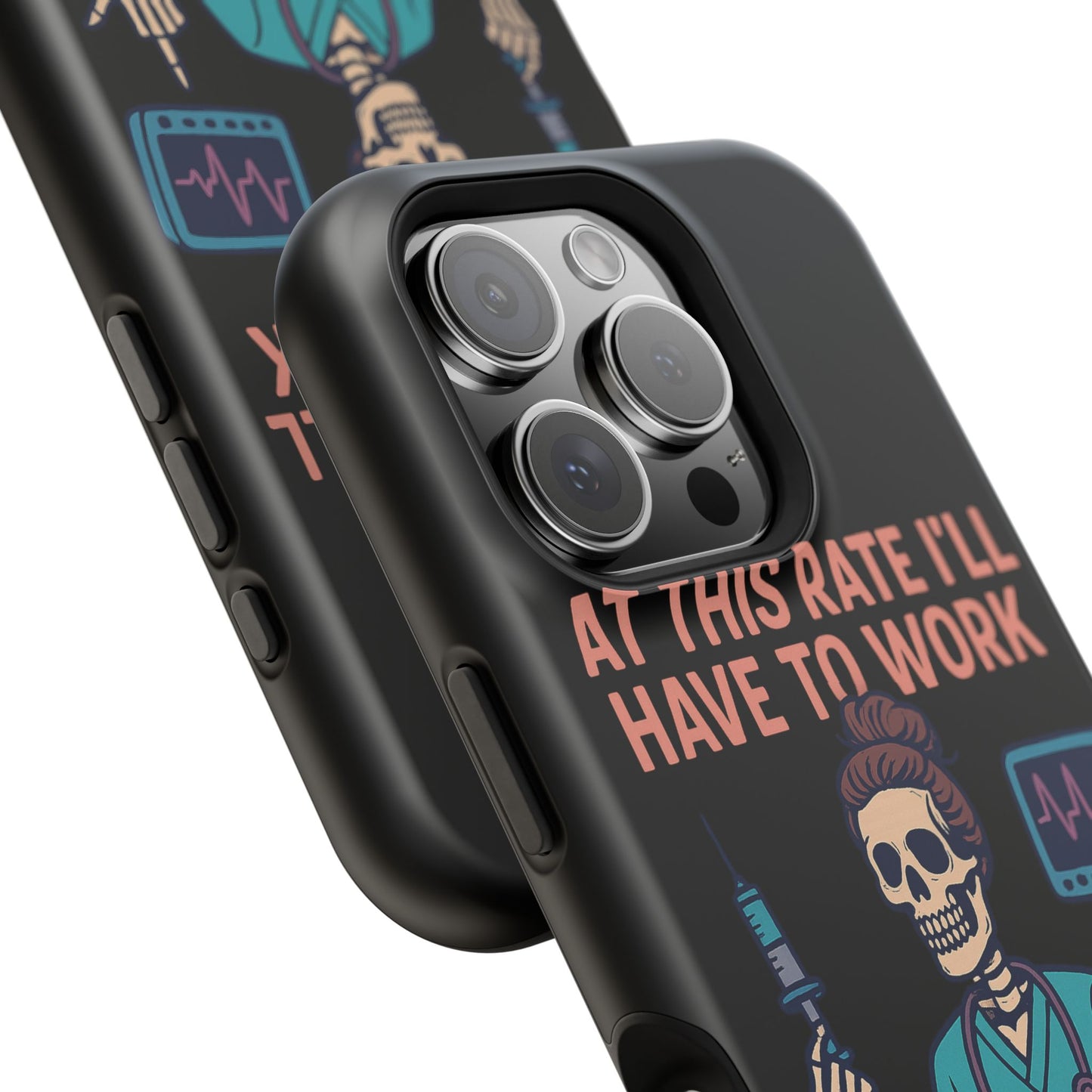 Magnetic Tough Phone Case, 3 Days Postmortem Skull Design, Cute Nurse Gift, Halloween Decor, Unique Phone Accessory